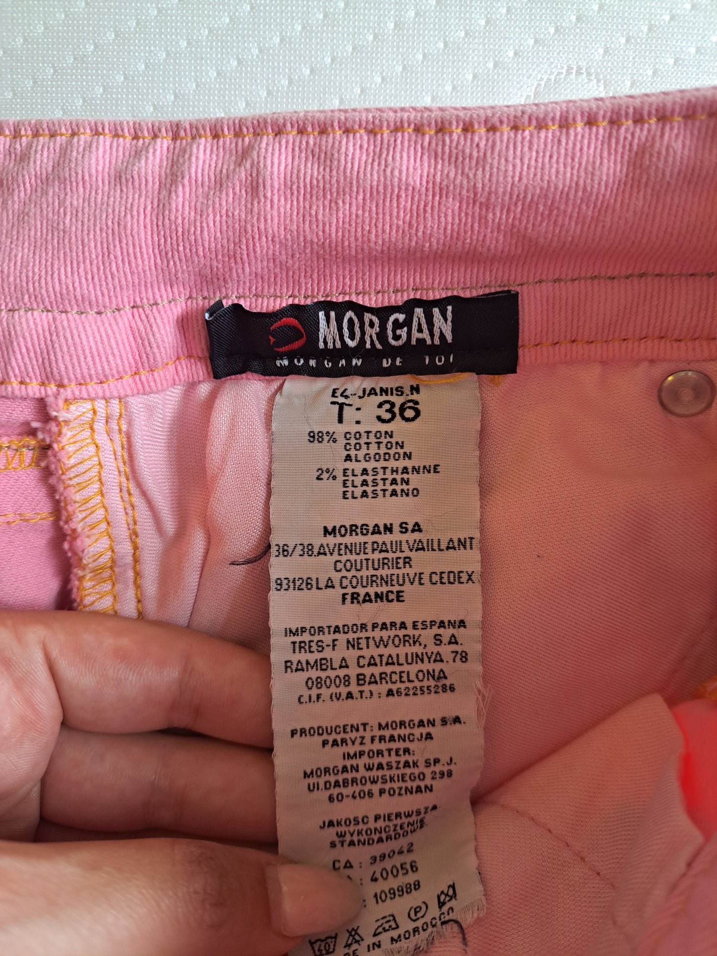 Morgan Pink Denim Mini Skirt Size 36 UK 8 Y2K Stretch Mini Skirt