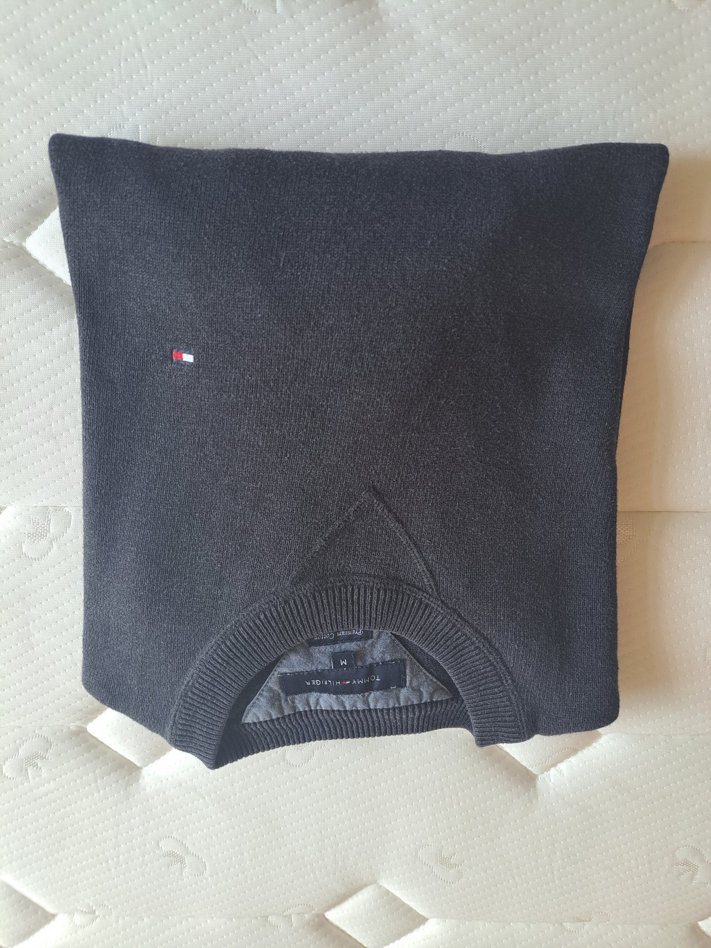 Tommy Hilfiger Crew Neck Jumper Grey Cotton Knit Size M
