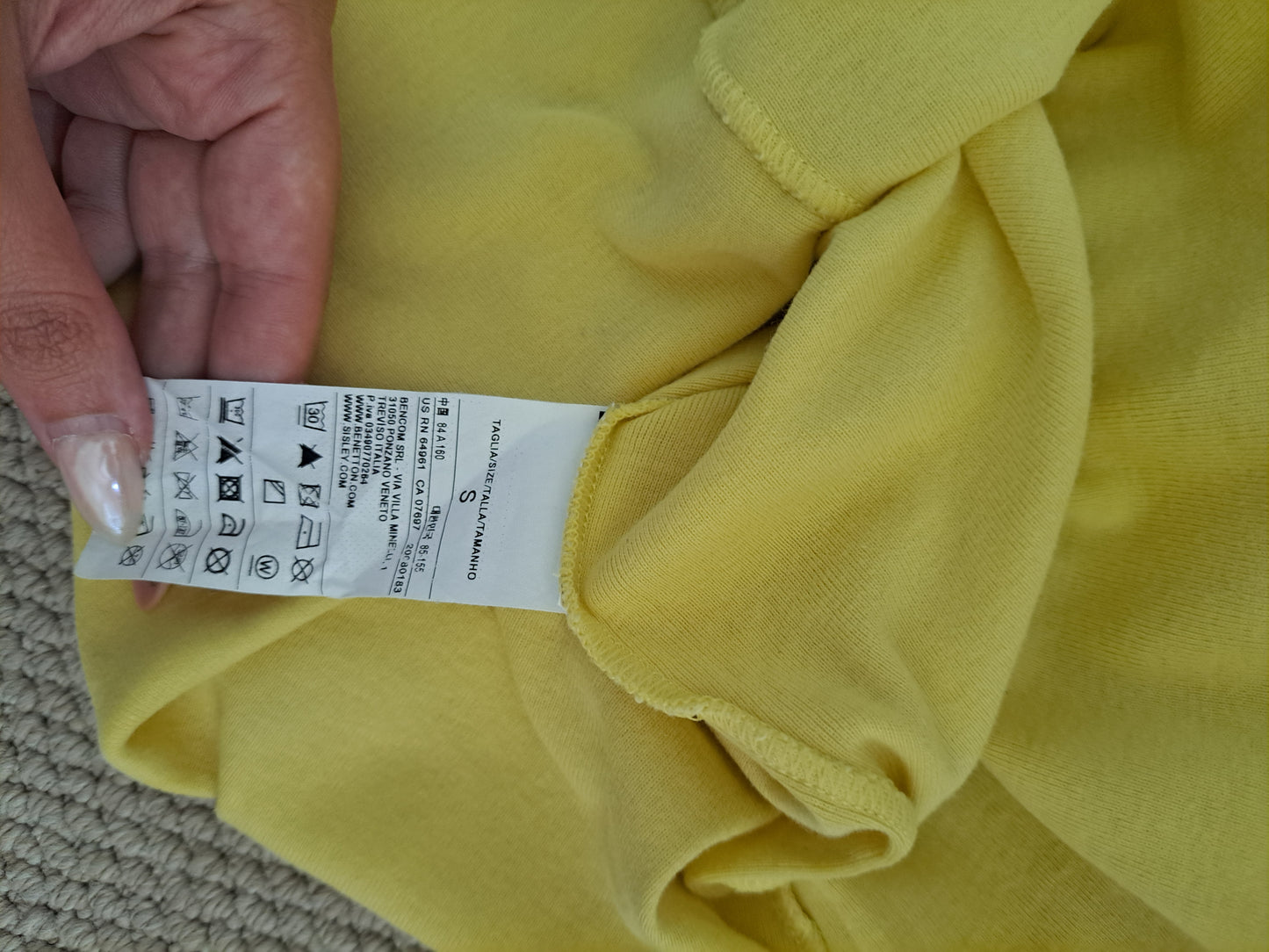 Benetton Yellow Vest Top Size S Cotton Tank Top Summer Casual Basic