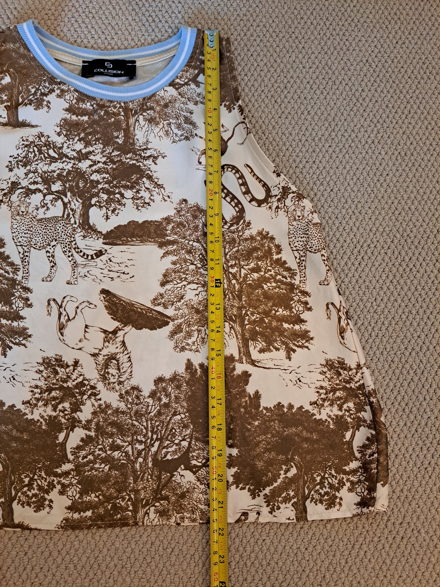 Collision Milano Toile Print Sleeveless Top Brown Scenic Graphic Tank Top