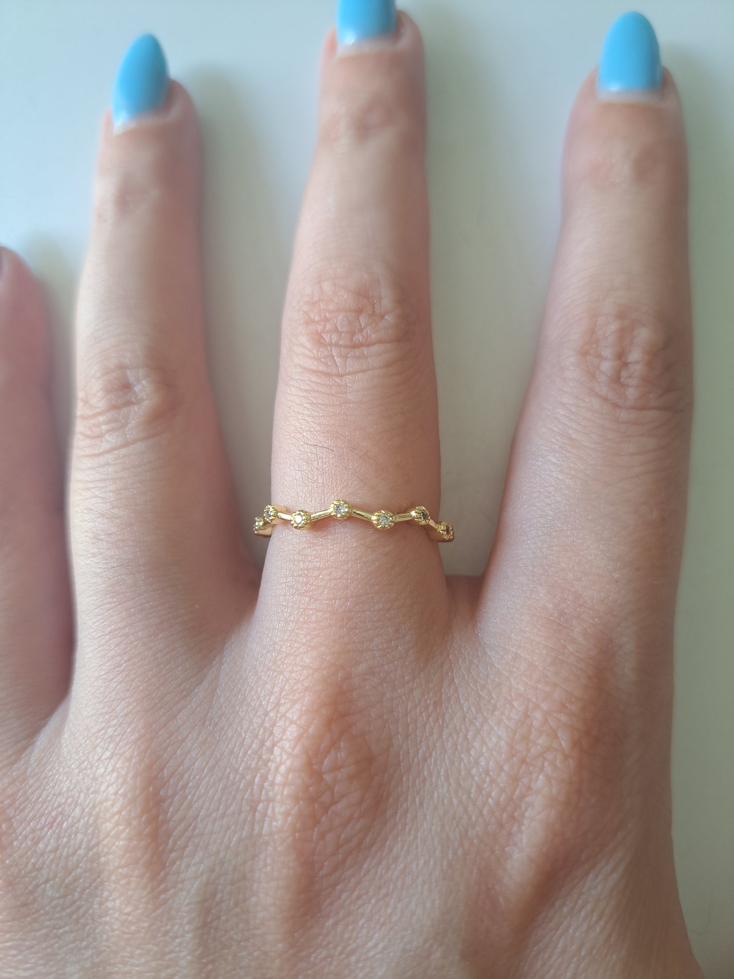 Gold Tone Adjustable CZ Ring Cubic Zirconia Dainty Open Ring