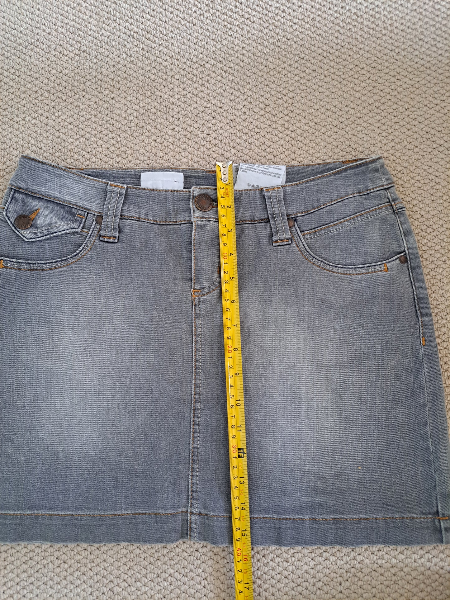 Yessica Grey Denim Mini Skirt Washed Denim Y2K Mini Skirt