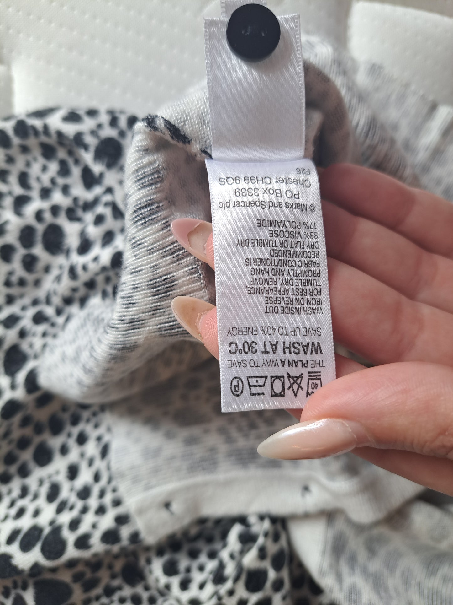 Marks & Spencer Animal Print Cardigan Size 16 Black & White Lightweight Knit
