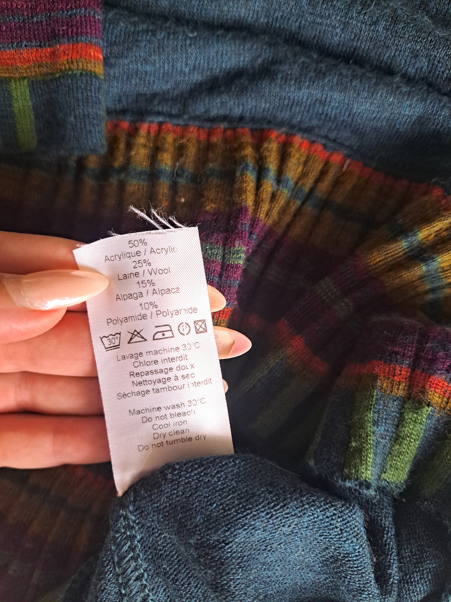 Catherine André Made in France Colour Block Jumper Size S Artistic Knit Sweater