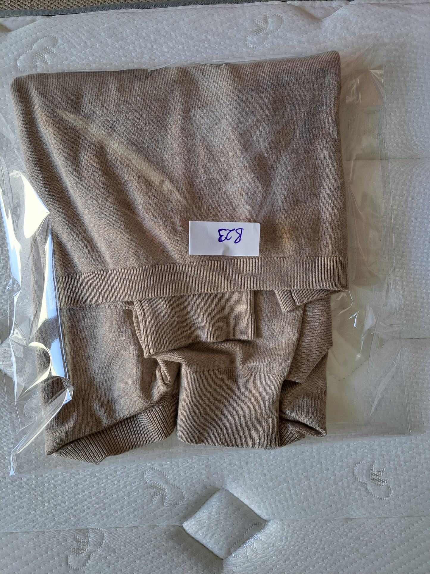 Women’s Beige V Neck Lightweight Knit Jumper Size S Soft Minimal Sweater