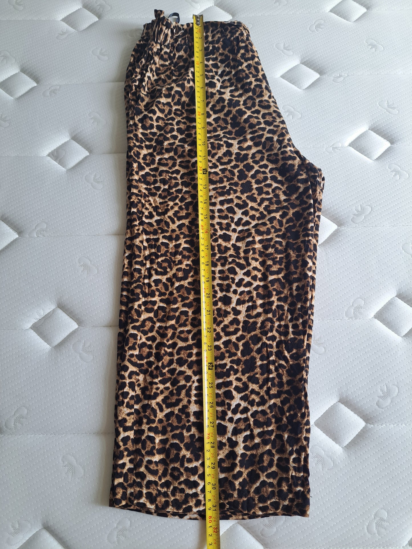 Papaya Leopard Print Wide Leg Trousers UK 12 Animal Print Pull On Pants