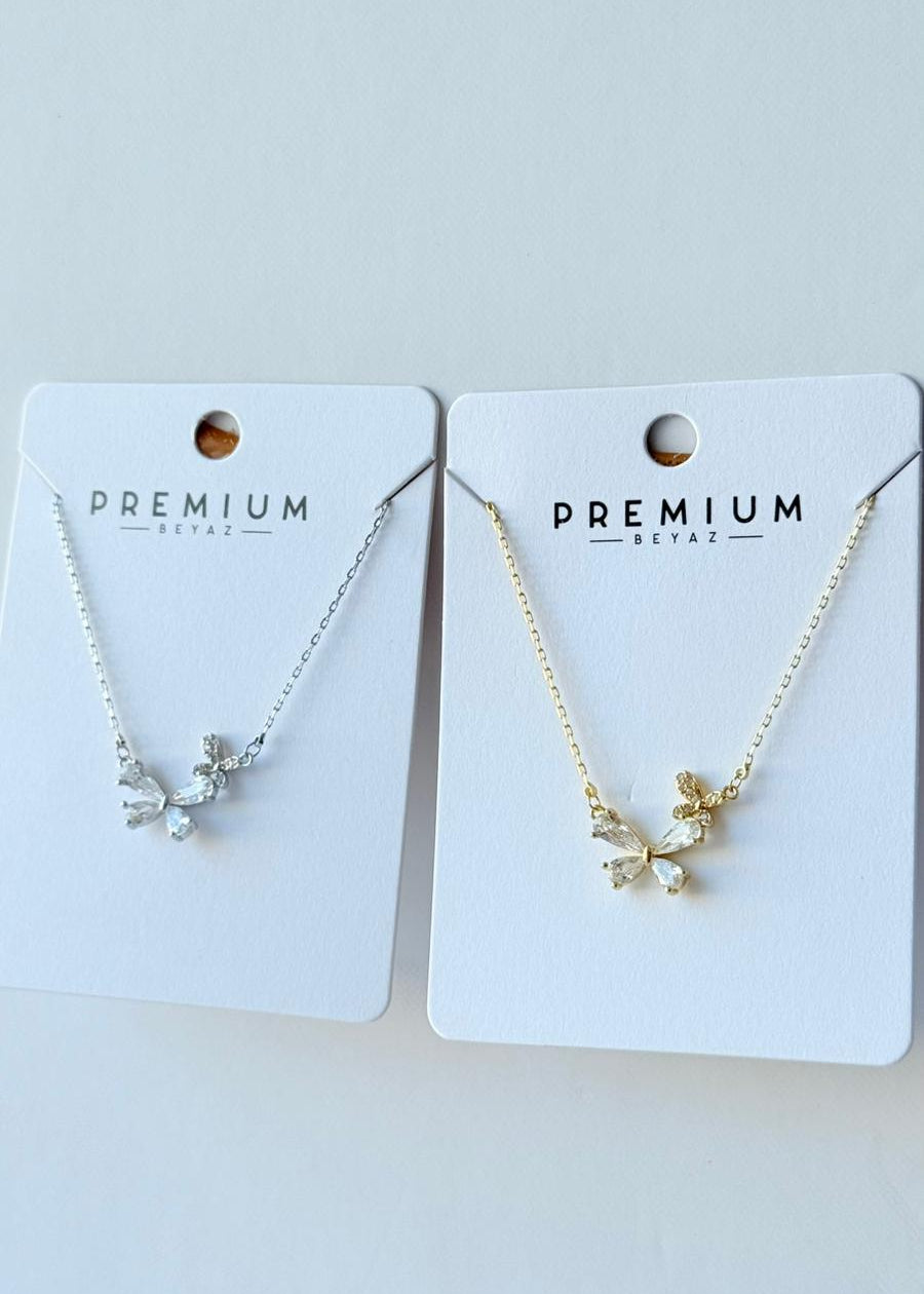 Silver Butterfly Crystal Necklace