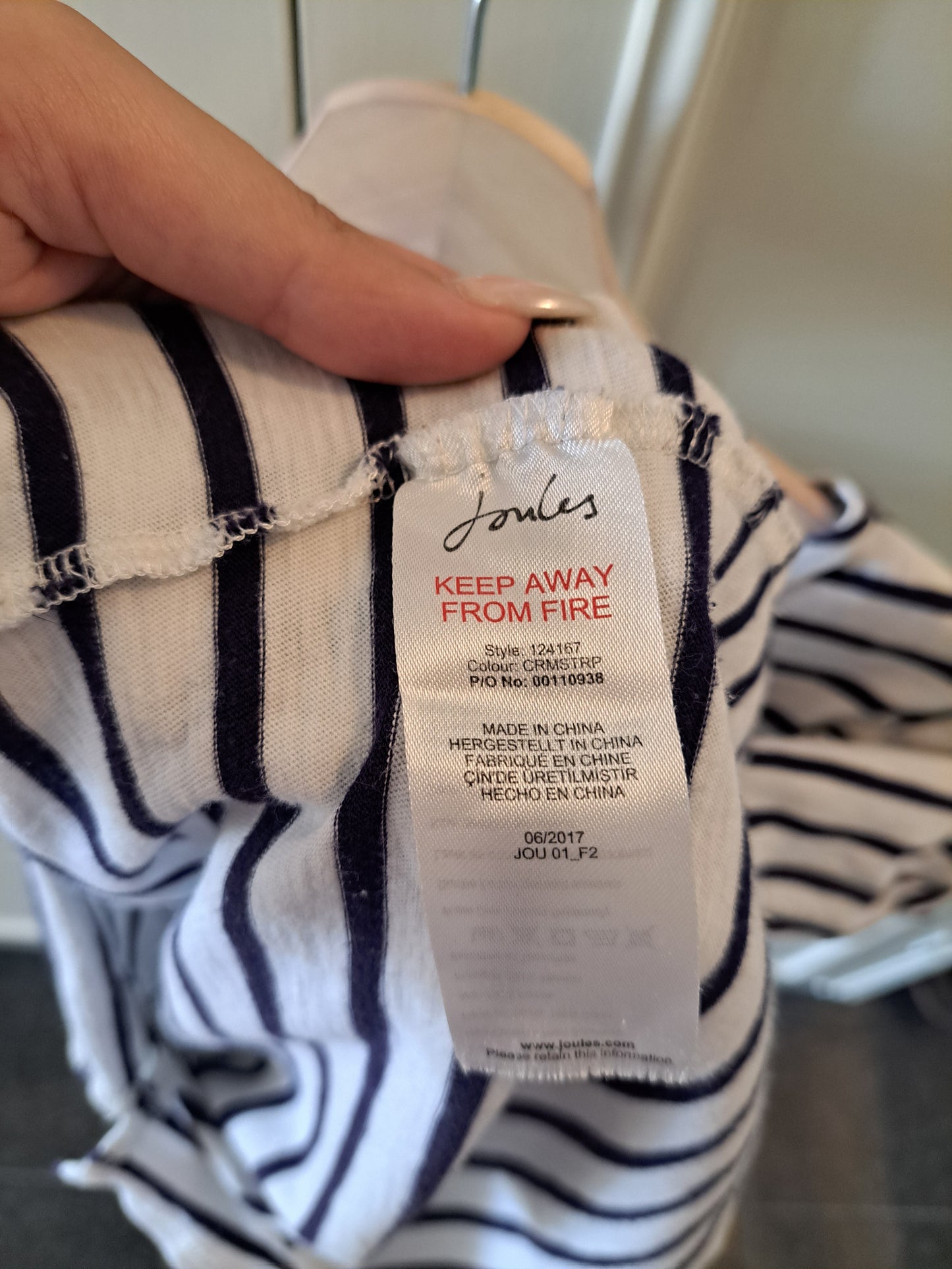 Joules Navy & White Stripe T-Shirt UK 12 Casual Breton Top