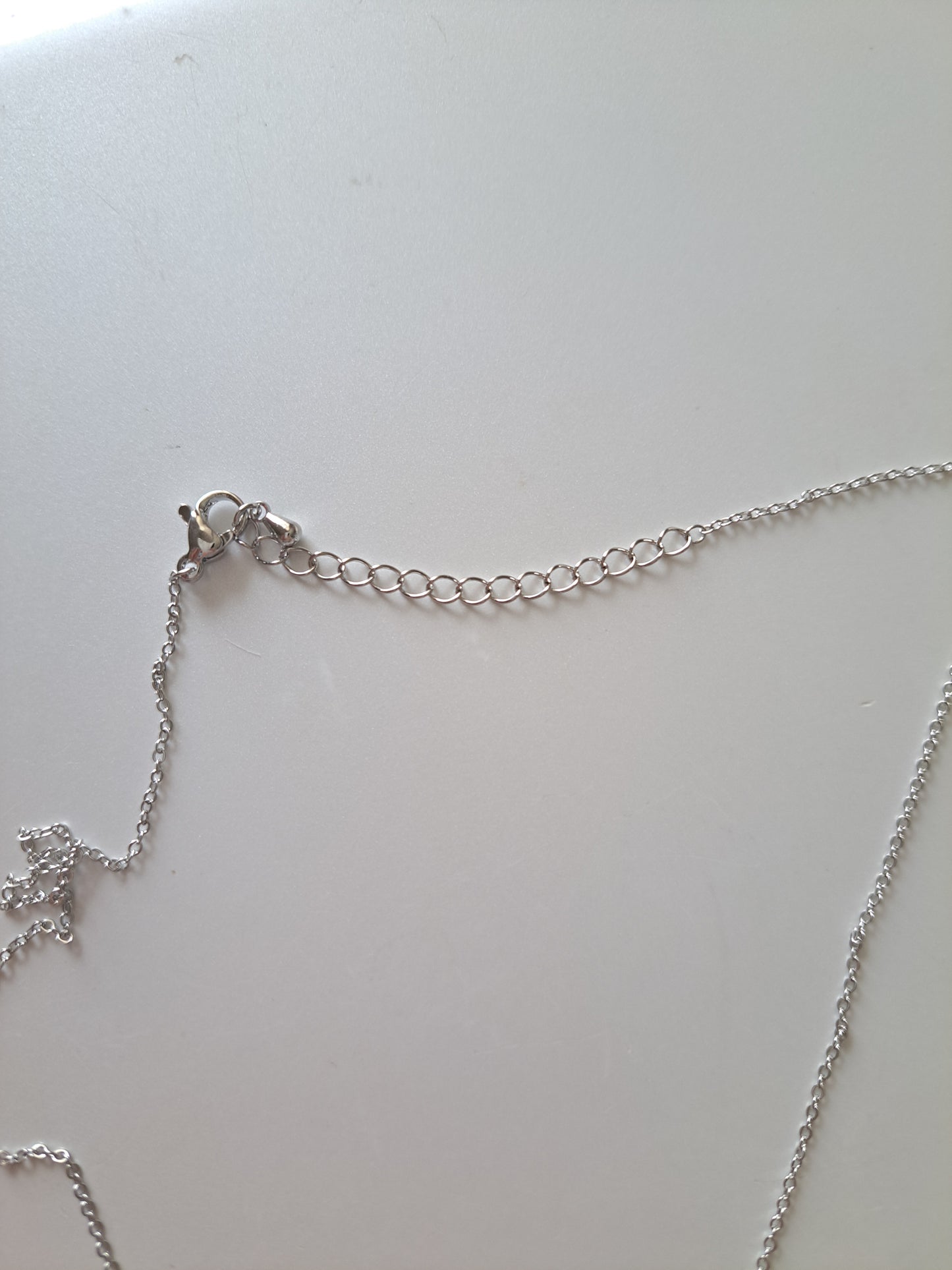 Silver Tone CZ Link Necklace Cubic Zirconia Bar Pendant Minimalist Necklace