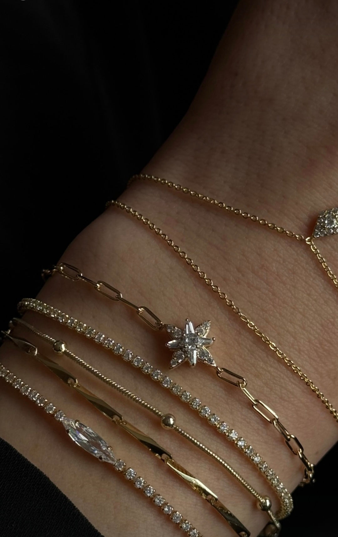 Adjustable Gold Tennis Bracelet – Dainty Sparkle Chain