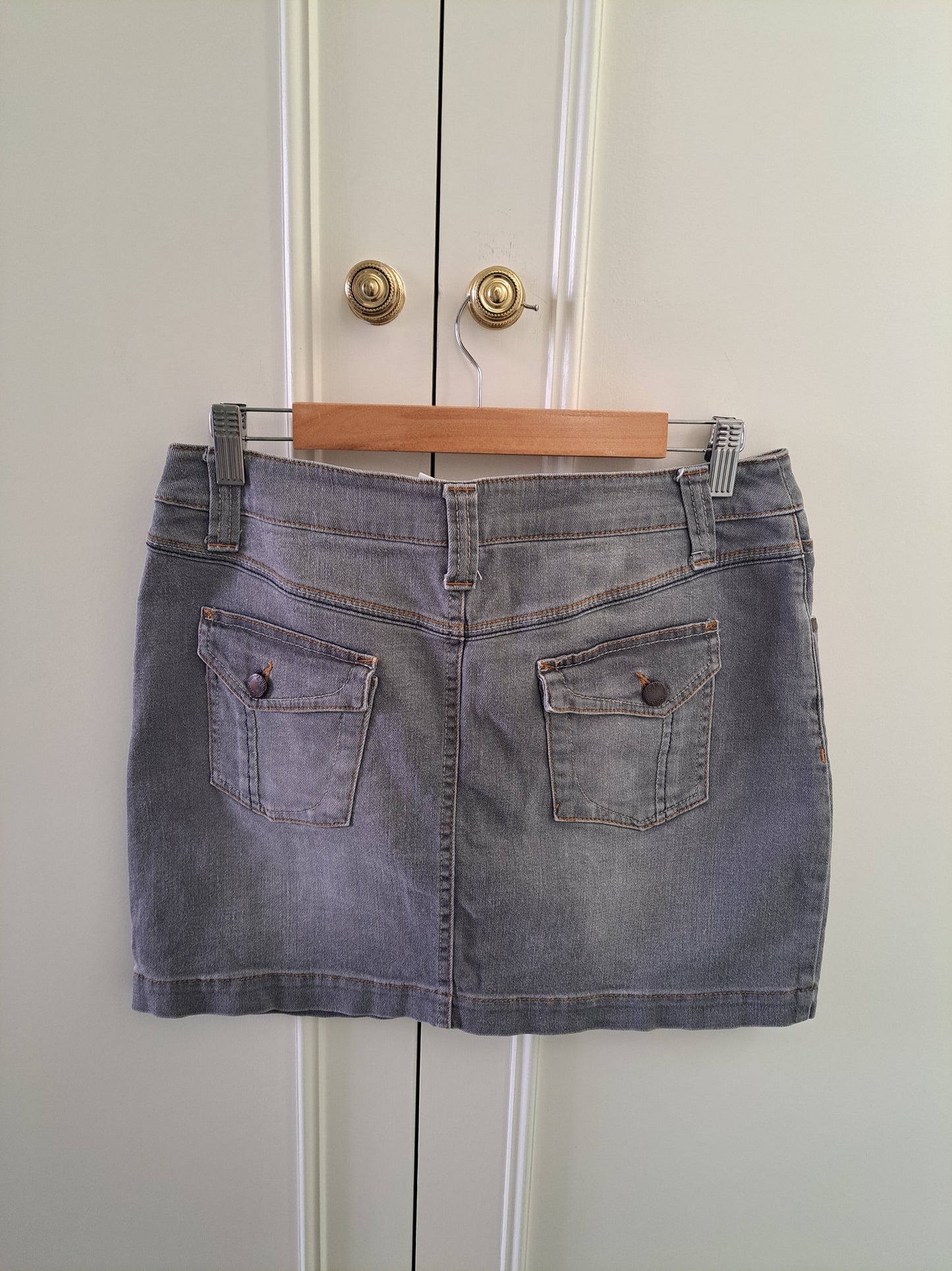 Yessica Grey Denim Mini Skirt  Washed Denim Y2K Mini Skirt