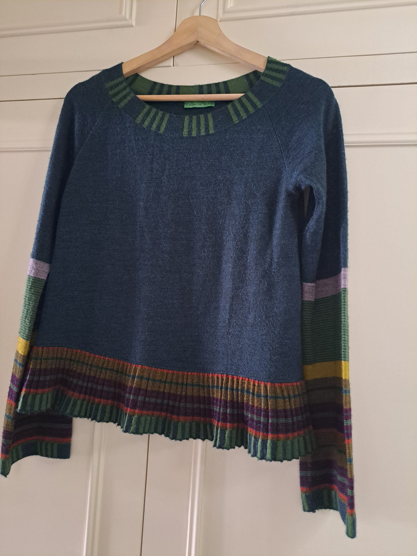 Catherine André Made in France Colour Block Jumper Size S Artistic Knit Sweater