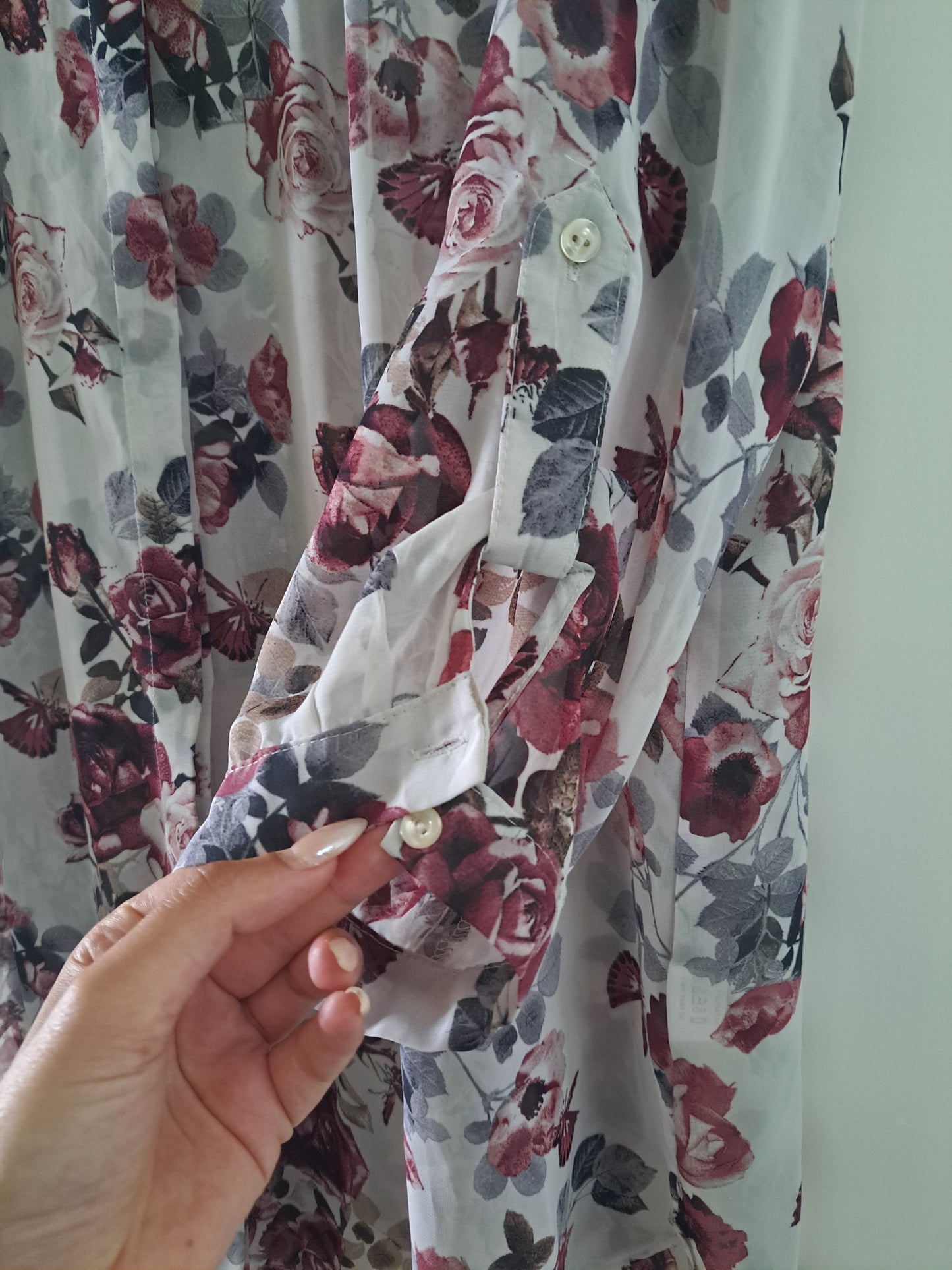K&D Floral Chiffon Blouse Size 20 Sheer Rose Print Longline Top