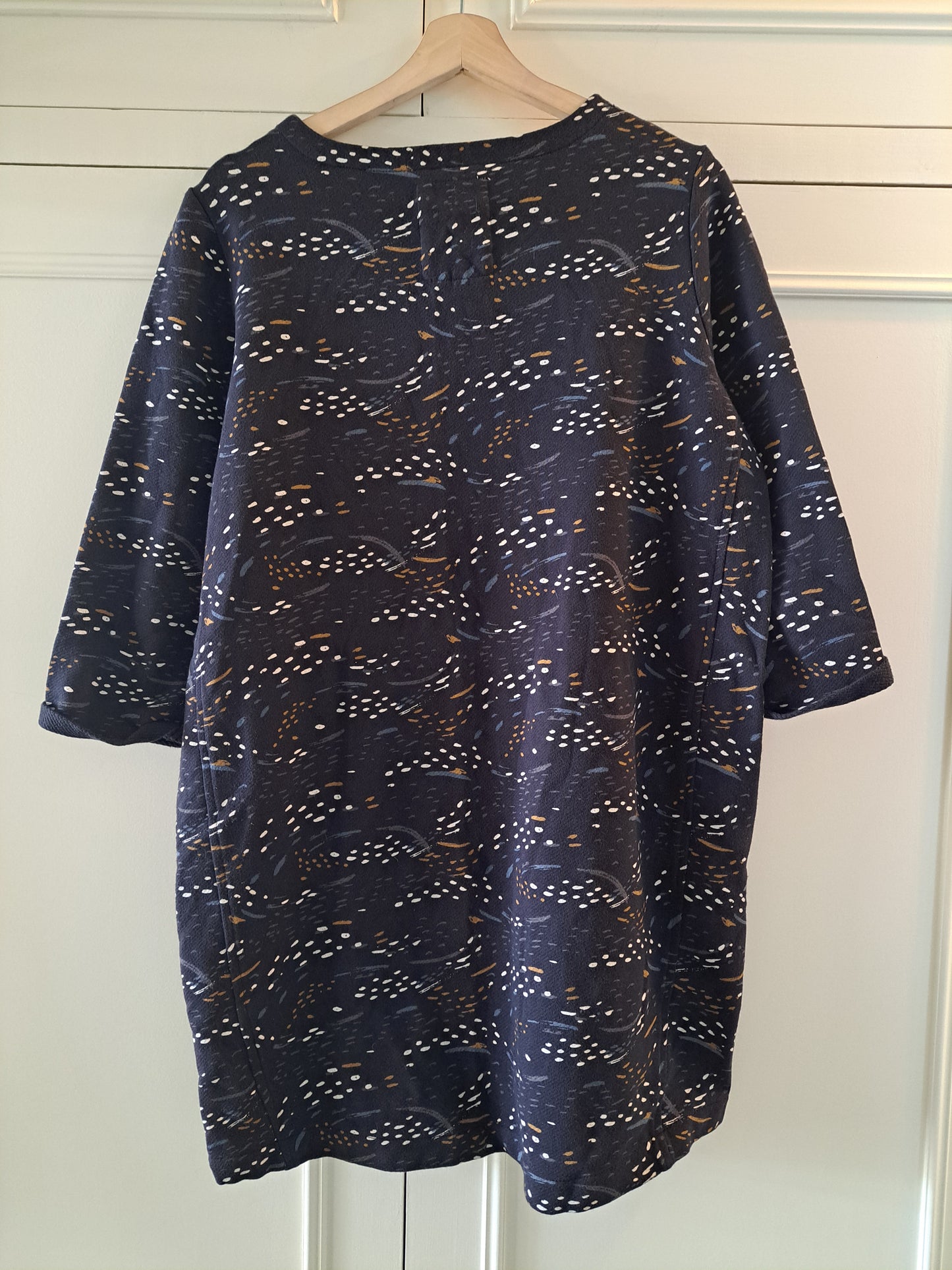 Seasalt Cornwall Navy Tunic Dress UK 12 100% Cotton Printed Shift Dres