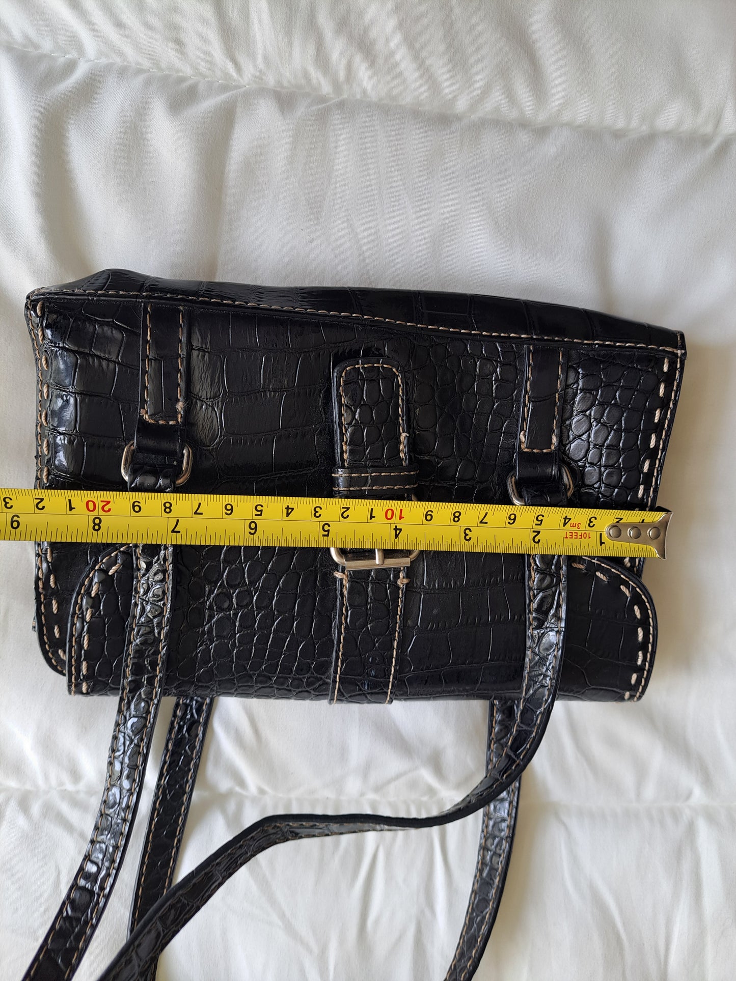 Black Croc Effect Shoulder Bag Mini Handbag