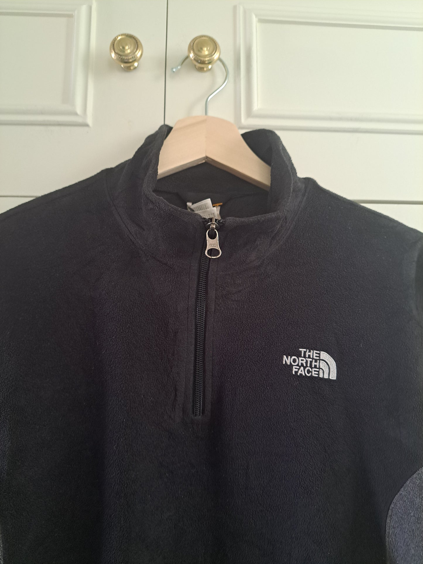 The North Face Polartec 1/4 Zip Fleece Youth XL Black Grey Outdoor Hiking Jacket