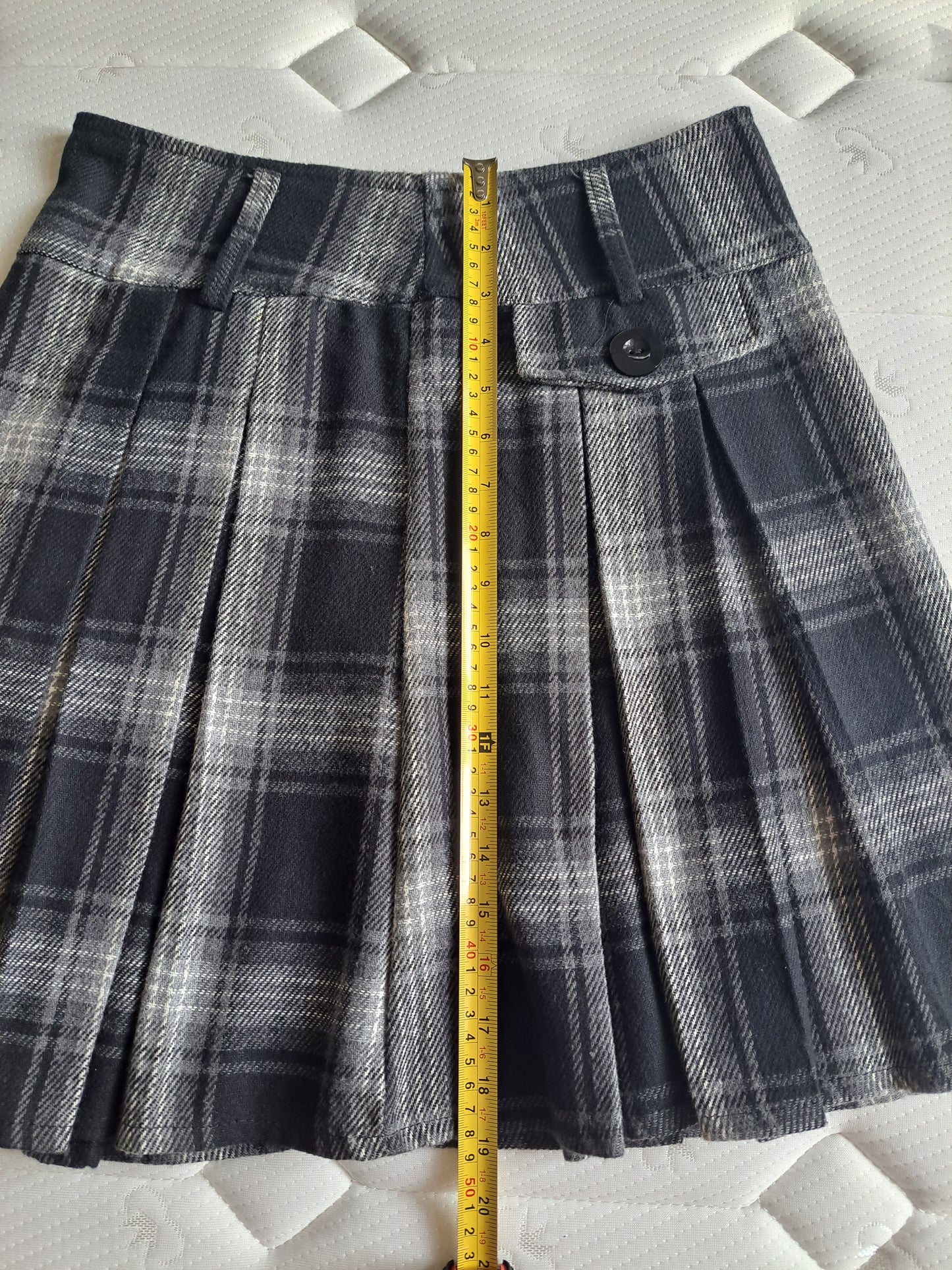 Made in Italy Grey Tartan Pleated Mini Skirt Check A-Line Schoolcore