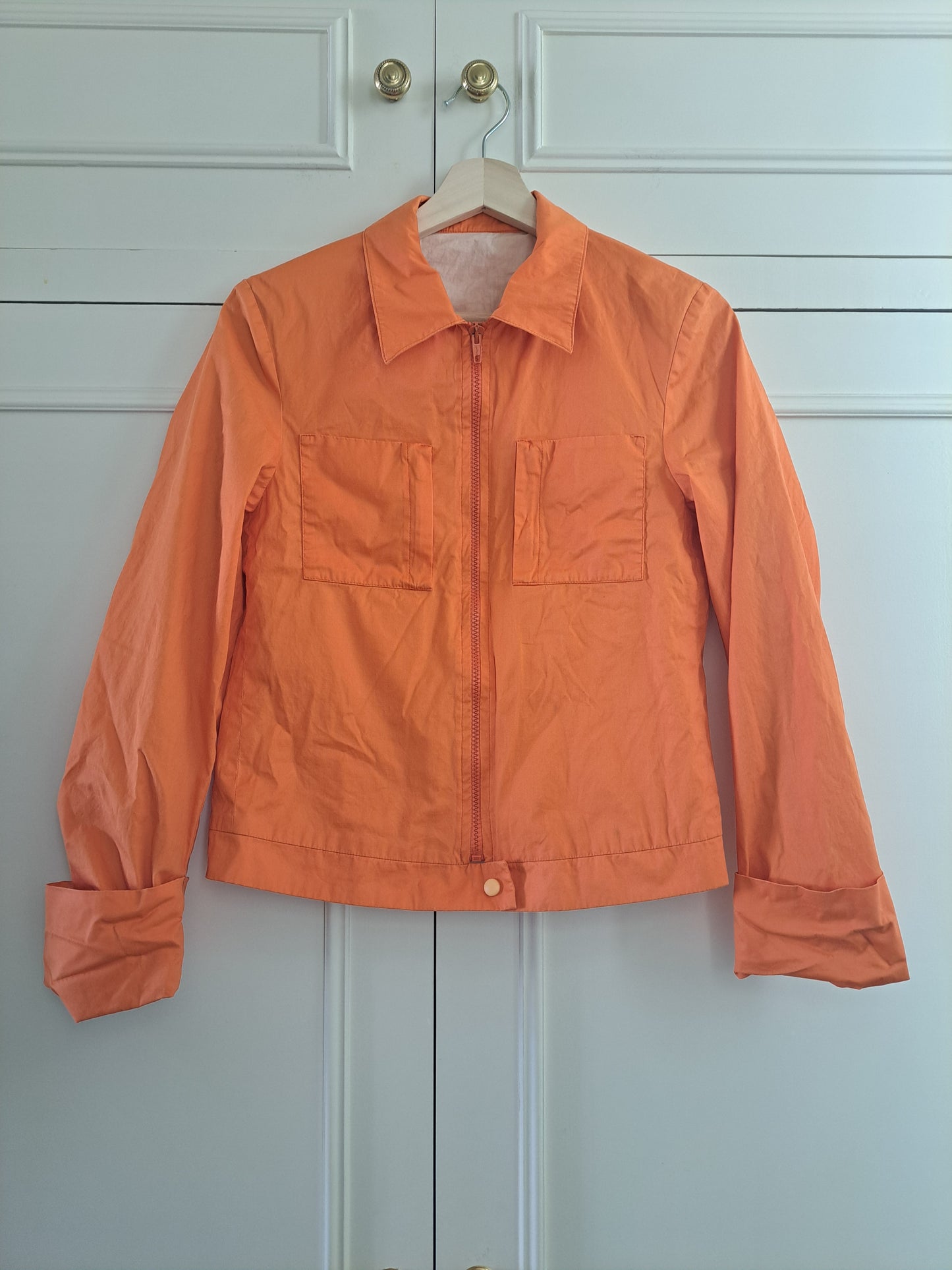 Women's Orange Festival Rain Jacket Lightweight Utility Windbreaker Y2K Casual