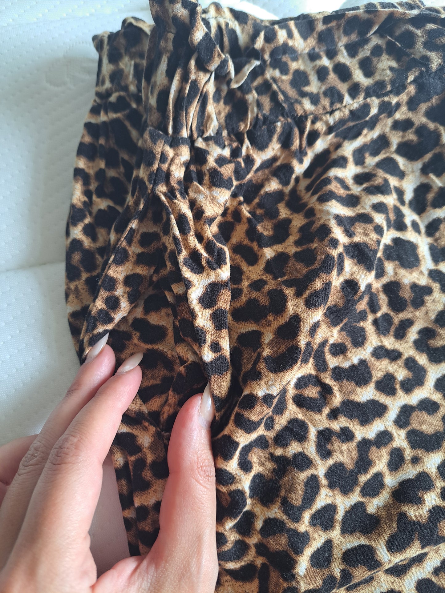 Papaya Leopard Print Wide Leg Trousers UK 12 Animal Print Pull On Pants