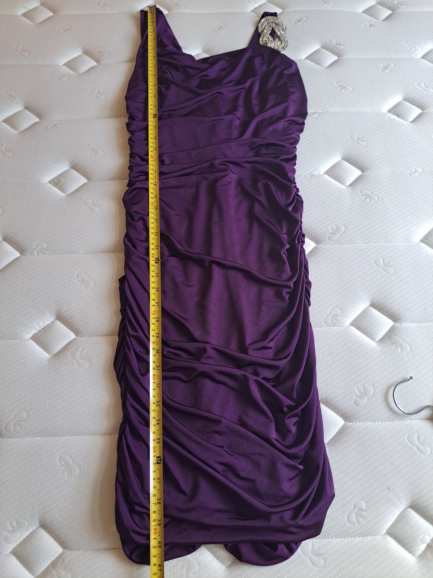 Star by Julien Macdonald Purple One Shoulder Ruched Midi Dress Size 10