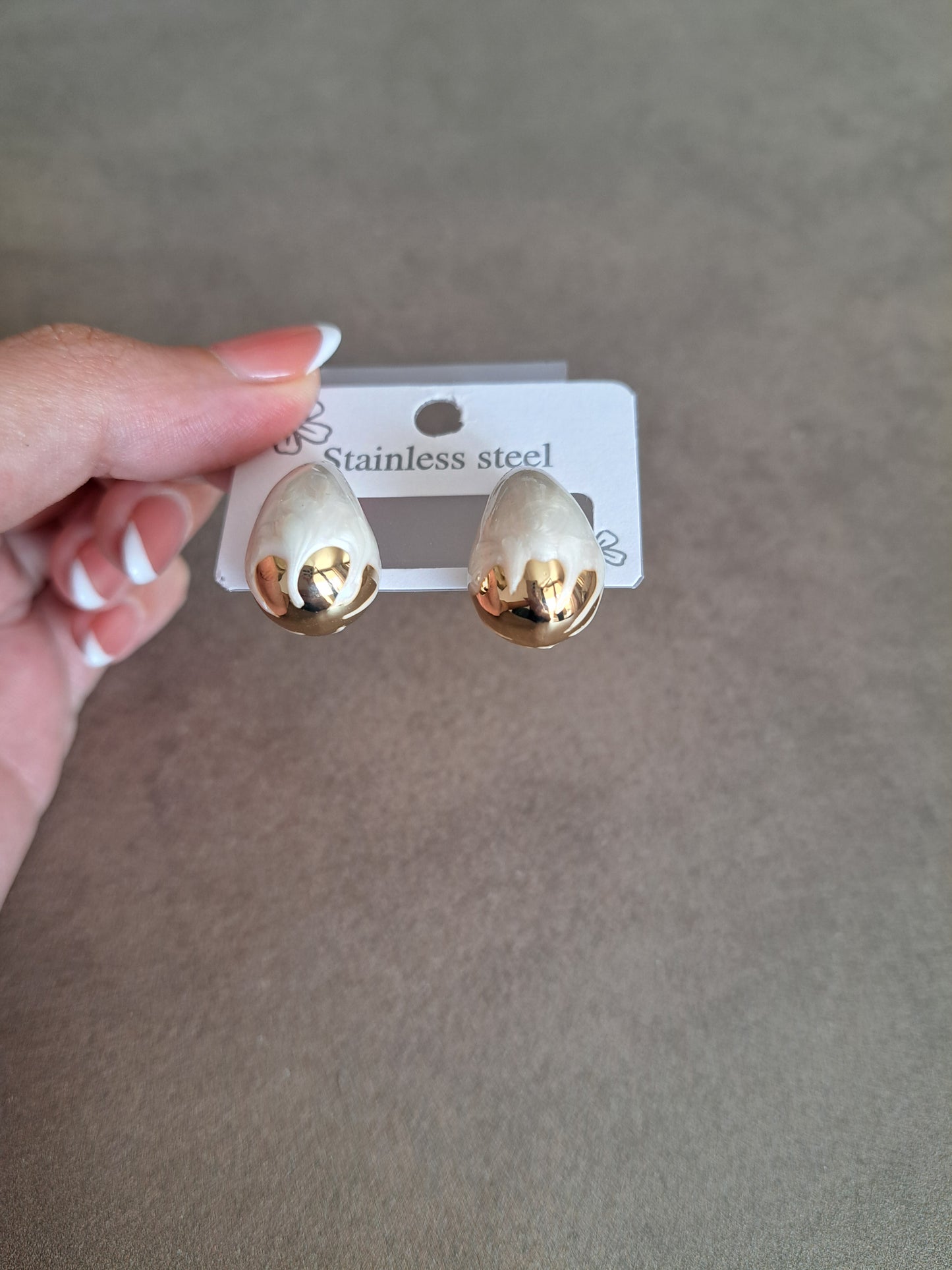 Stainless Steel White Flower Bud Stud Earrings Floral Statement Earrings
