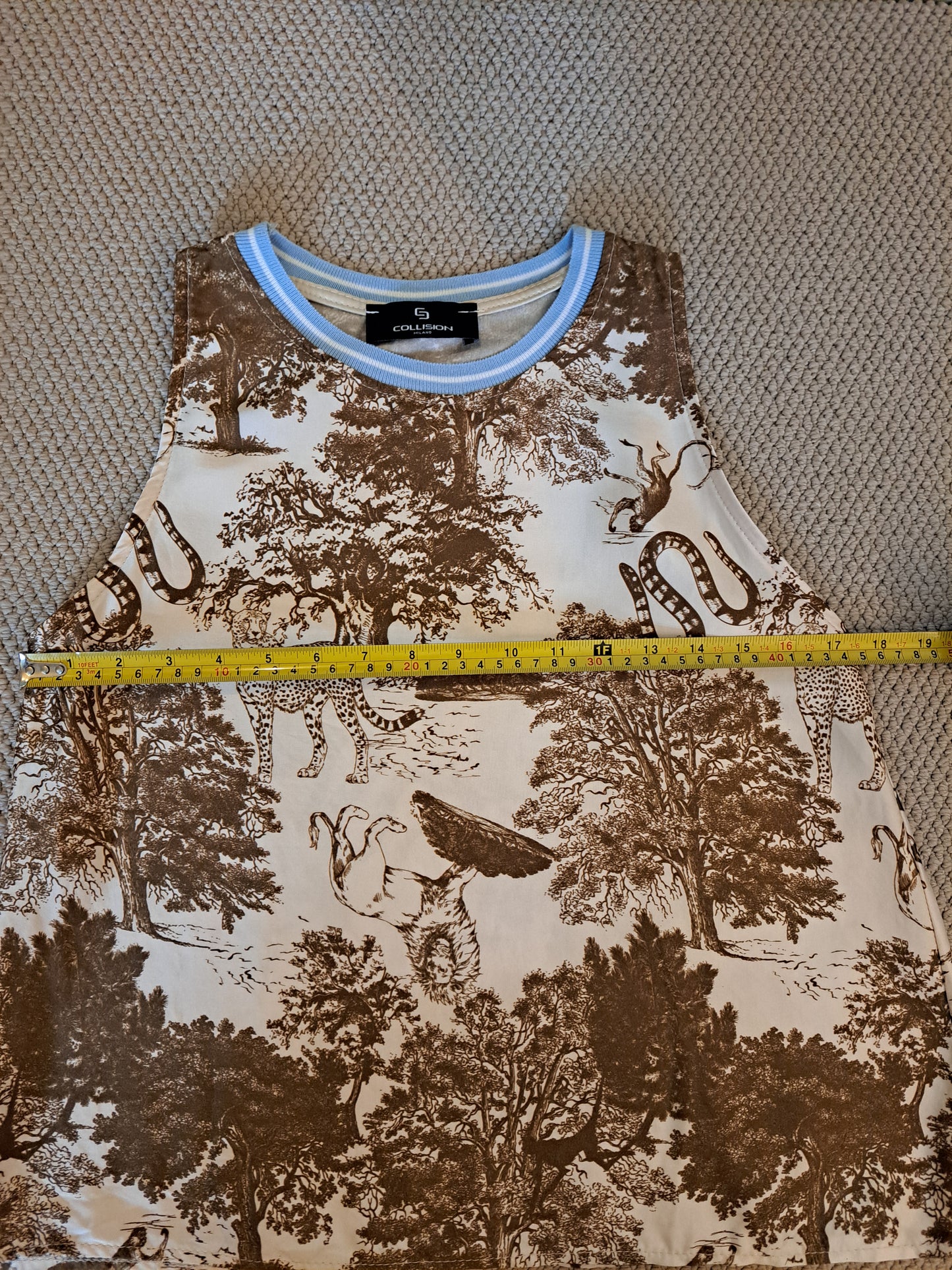 Collision Milano Toile Print Sleeveless Top Brown Scenic Graphic Tank Top