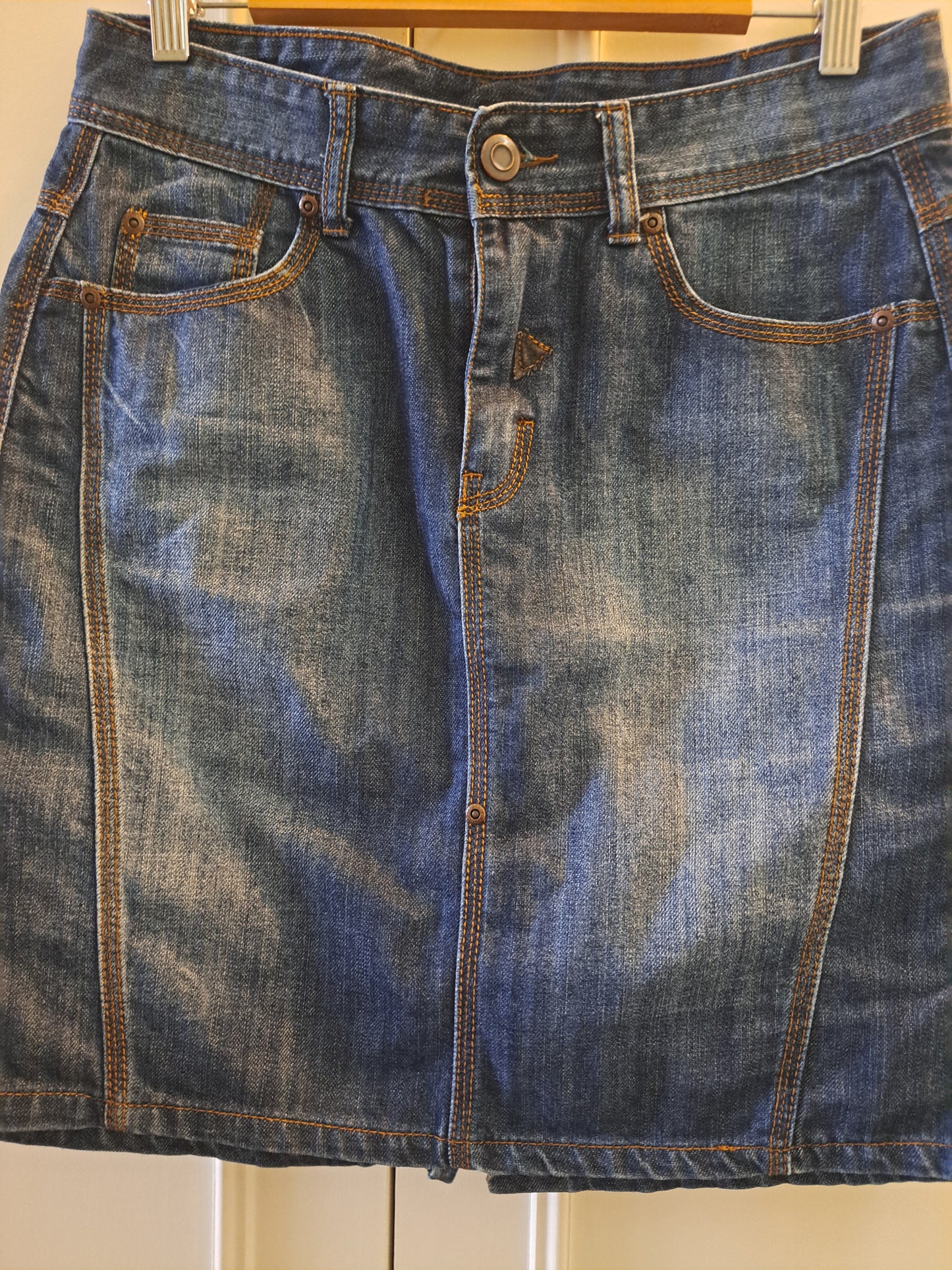 Colours of the World Denim Midi Skirt Size 38 Blue Denim Pencil Skirt Y2K