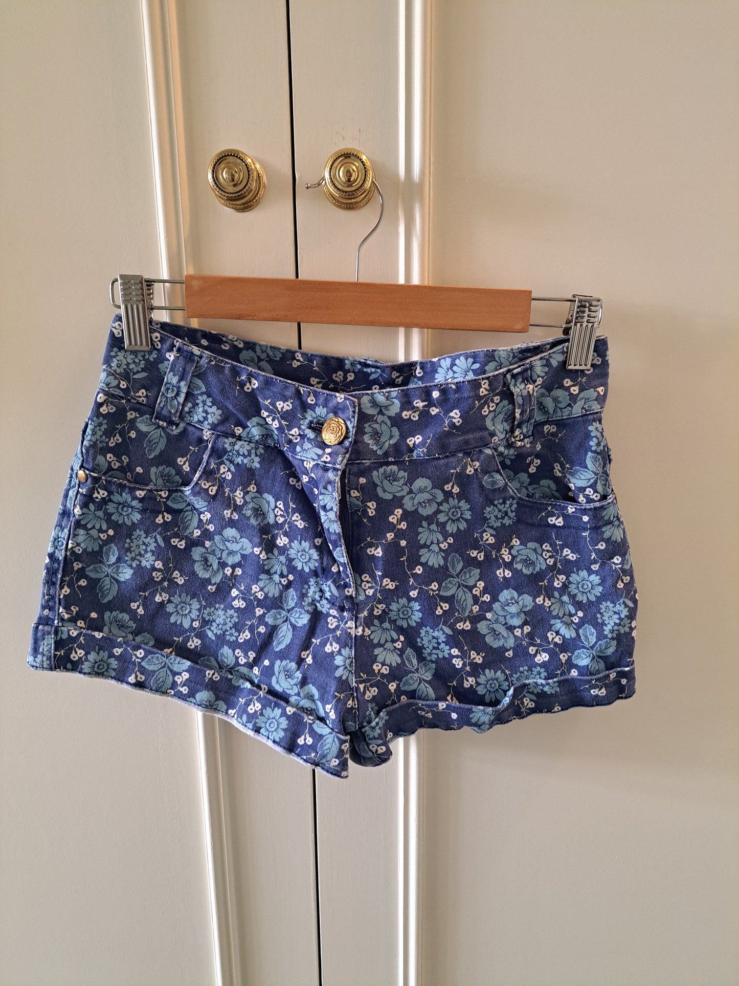 Denim Co Floral Denim Shorts Blue Print Summer Shorts Size 10