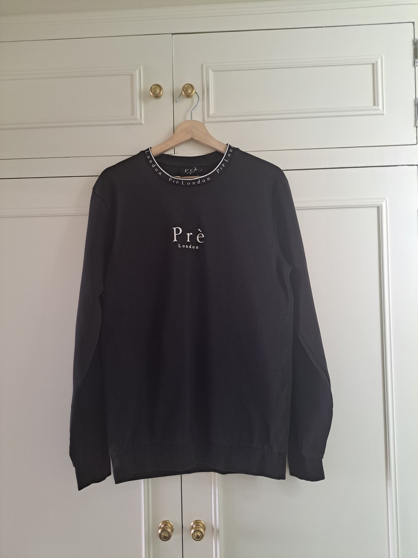 Pré London Black Sweatshirt Size M Cotton Blend Minimalist Logo Jumper