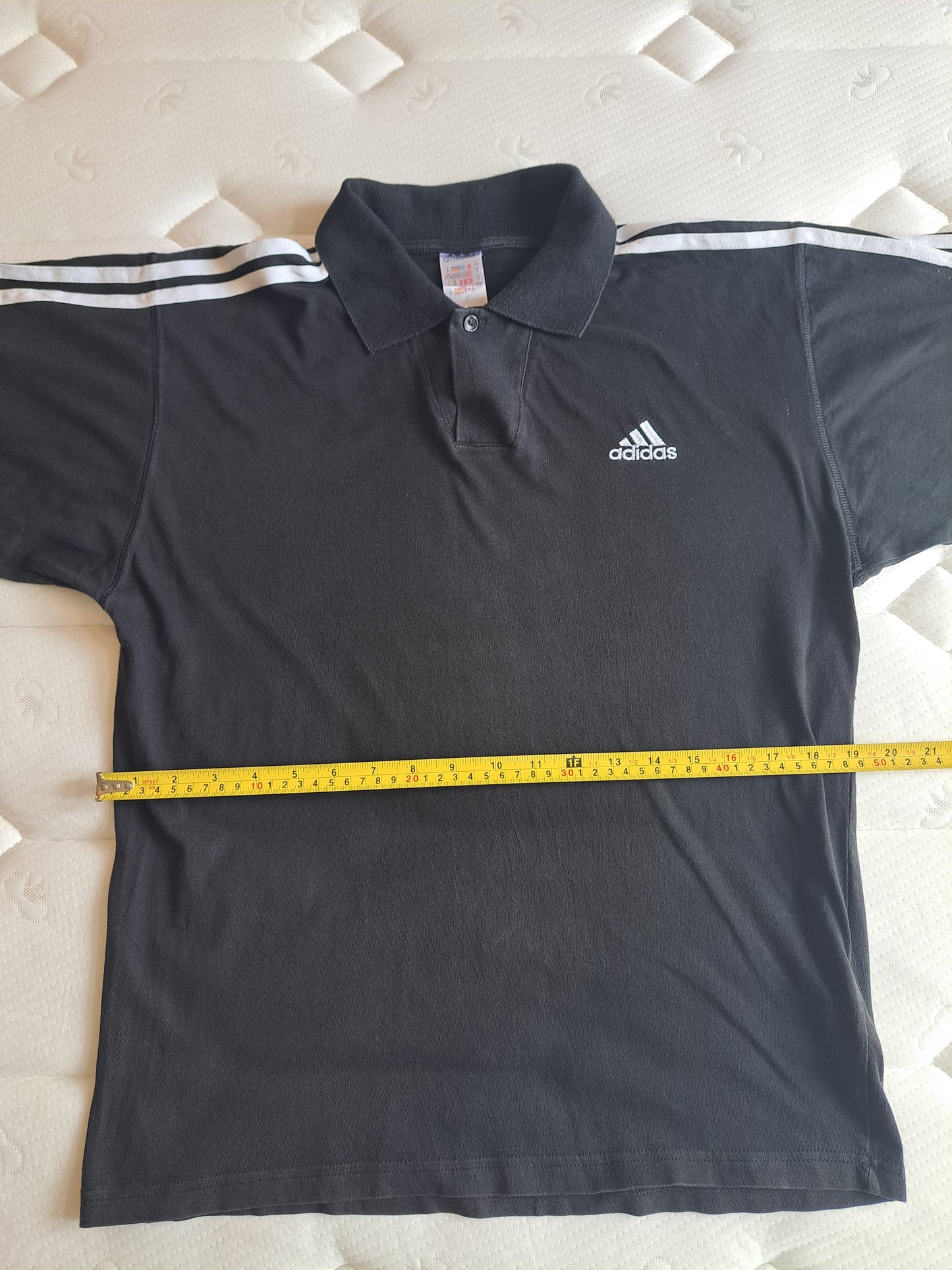 Adidas Polo Shirt Black 3 Stripe Cotton Polo Made in Italy Size XL