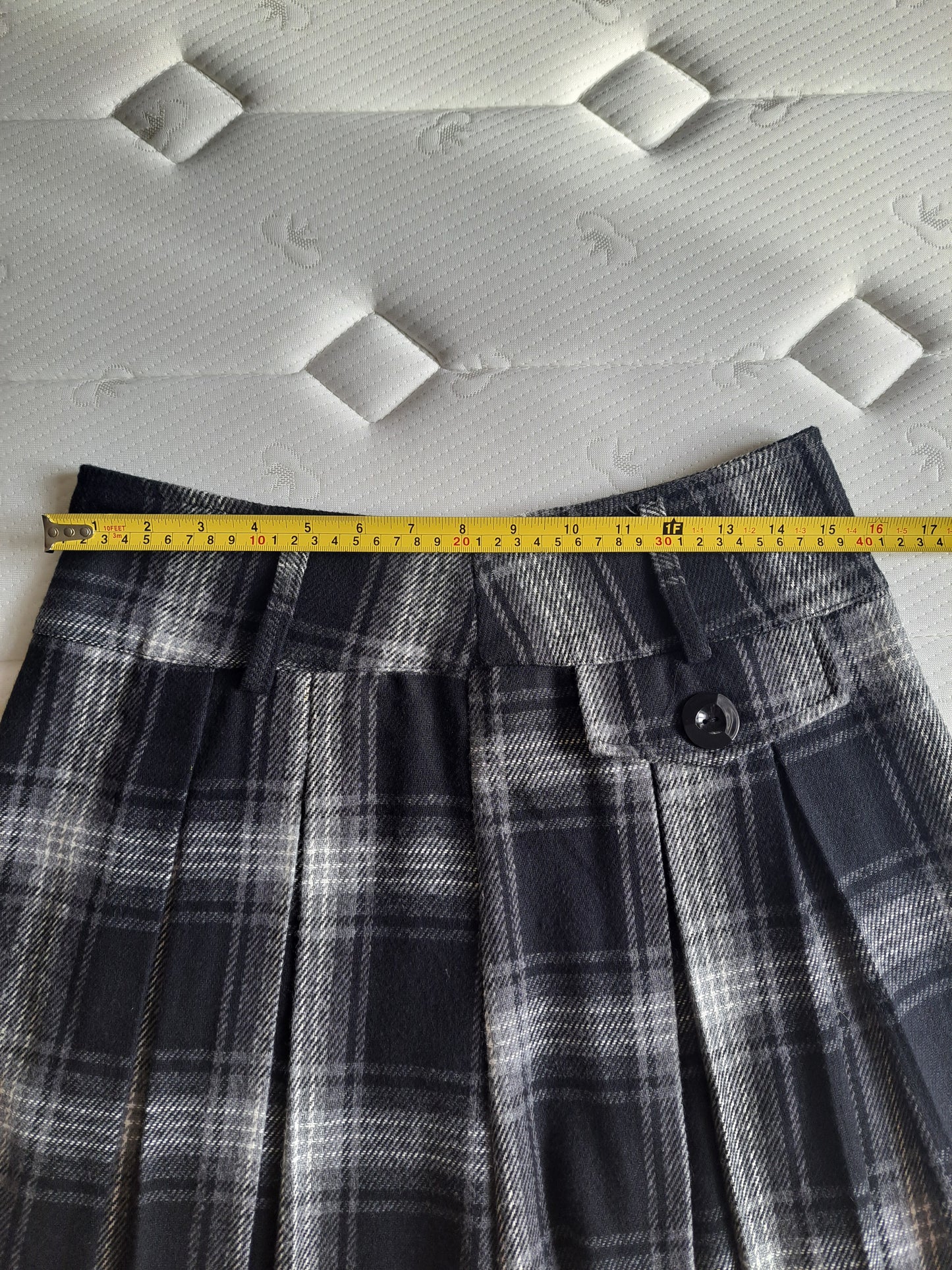 Made in Italy Grey Tartan Pleated Mini Skirt Check A-Line Schoolcore