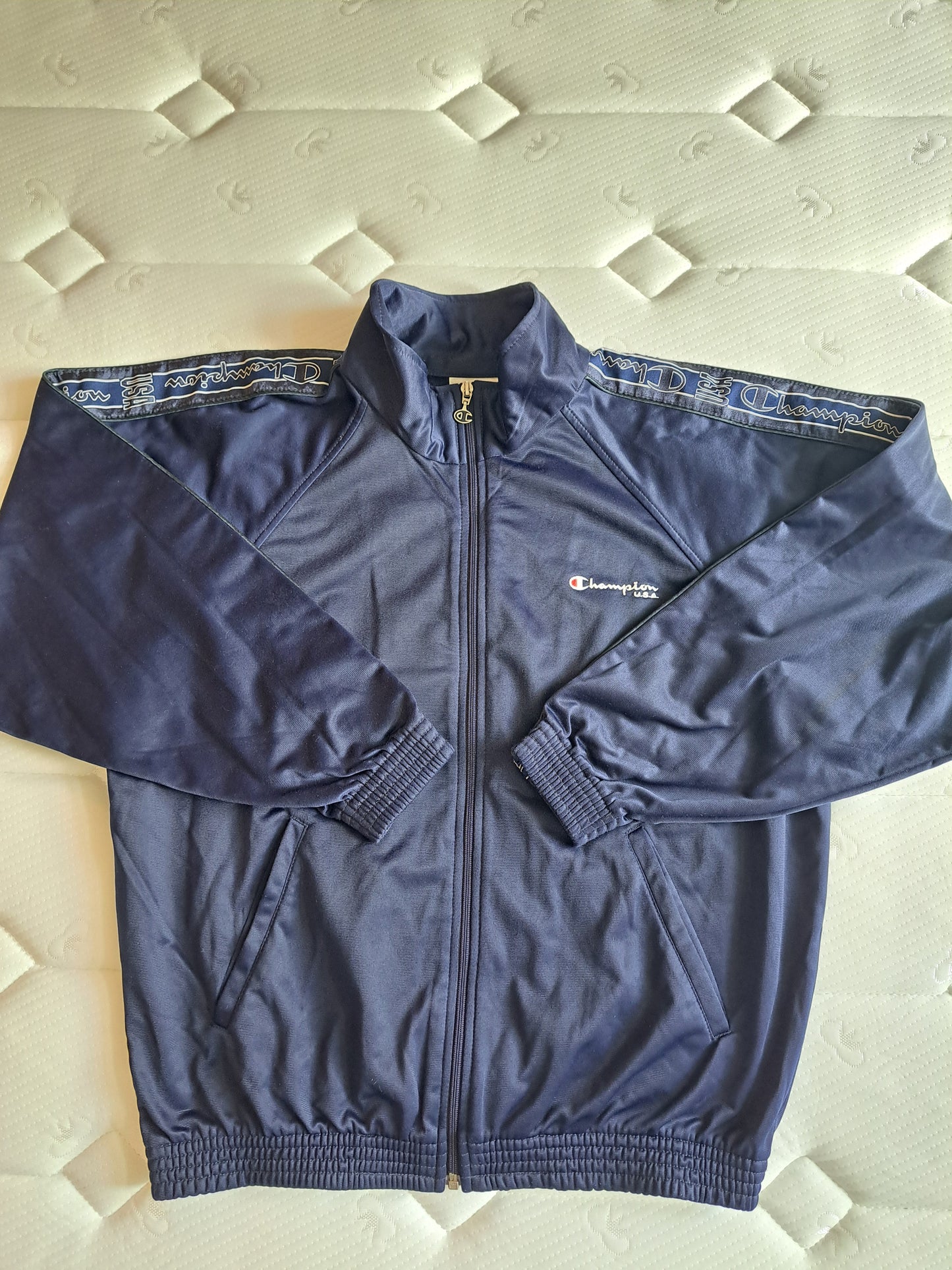 Champion Navy Track Jacket Small Zip Up Sports Jacket Y2K Athleisure