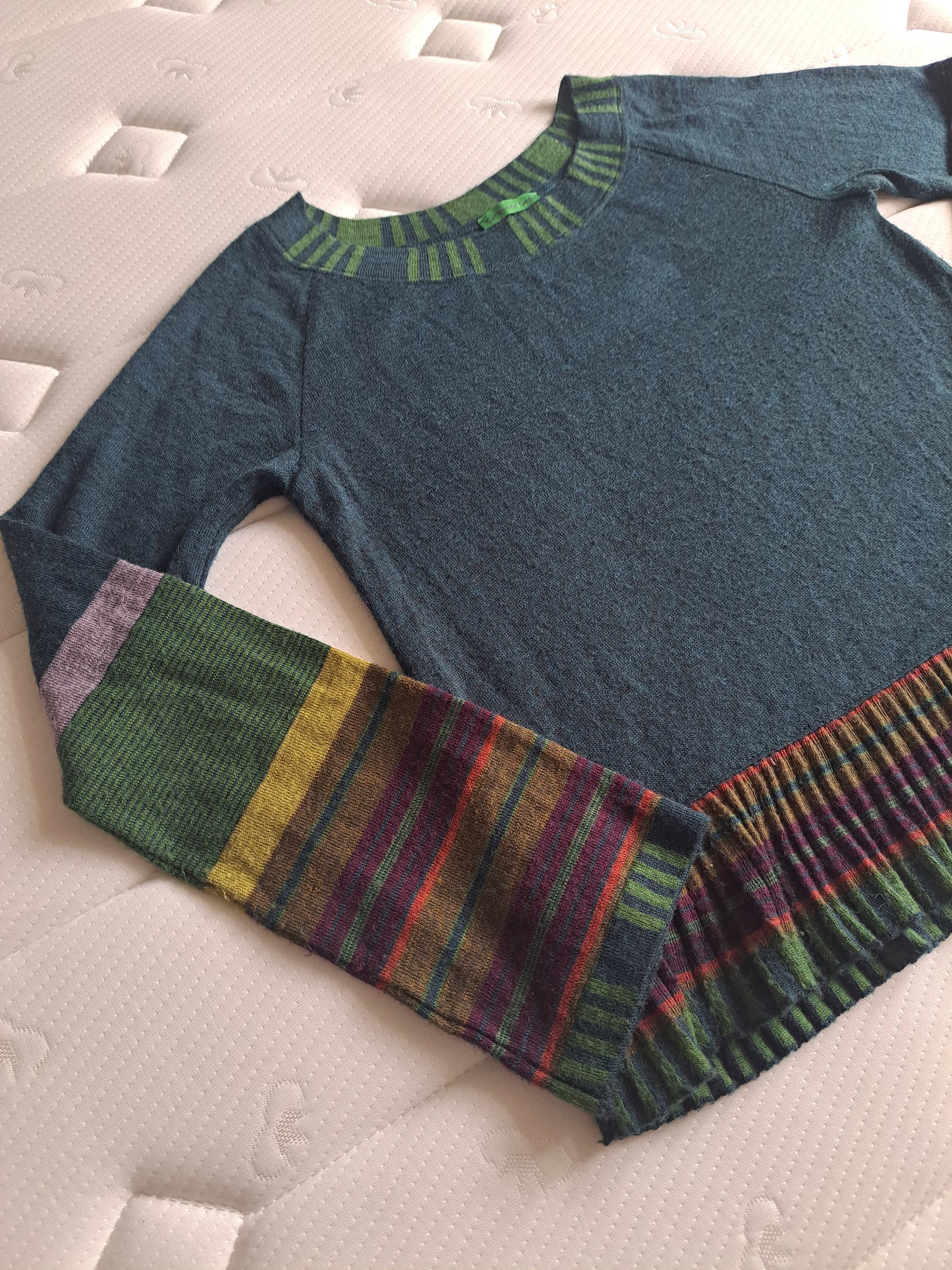 Catherine André Made in France Colour Block Jumper Size S Artistic Knit Sweater
