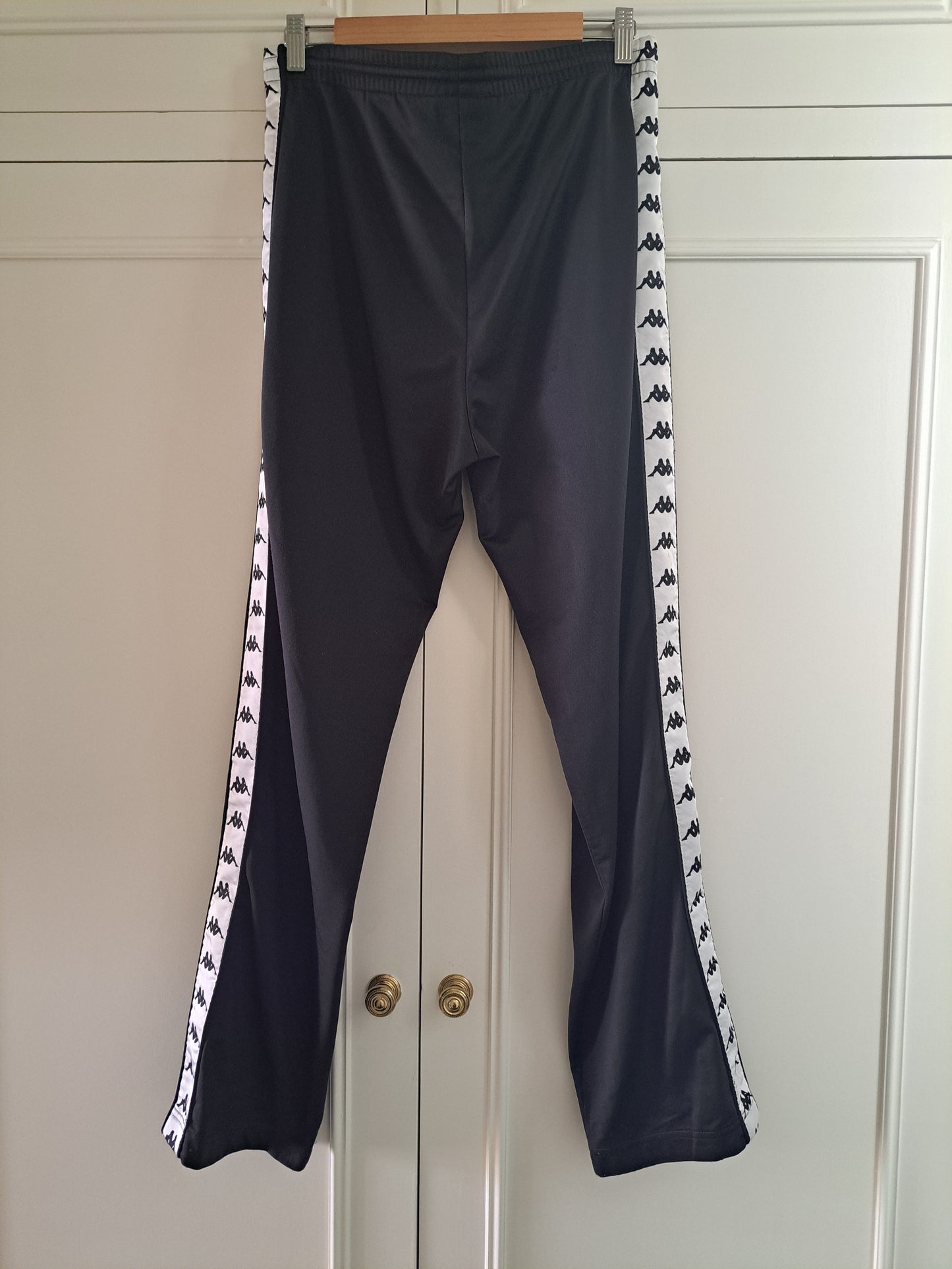 Kappa Black Track Pants Side Tape Joggers Y2K Sportswear Streetwear