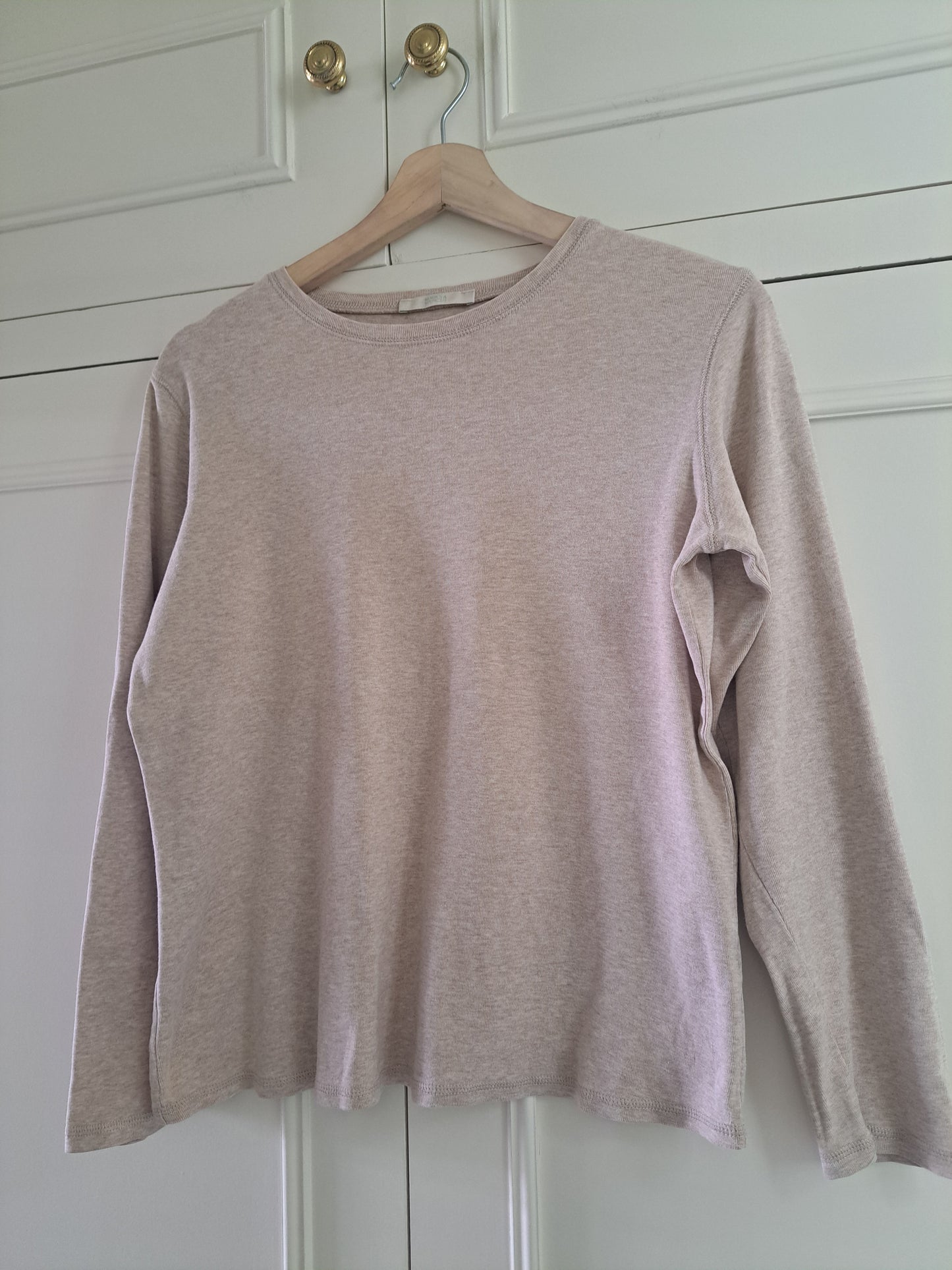 M&S Oatmeal Marl Jumper Size 14 Pure Cotton Lightweight Knit Sweater