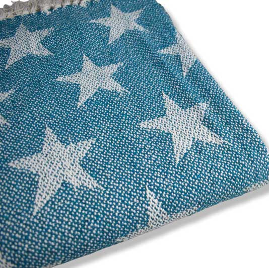 Blue Star Reversible Cotton Throw Blanket – Soft Woven Sofa & Bed Throw 130x150cm