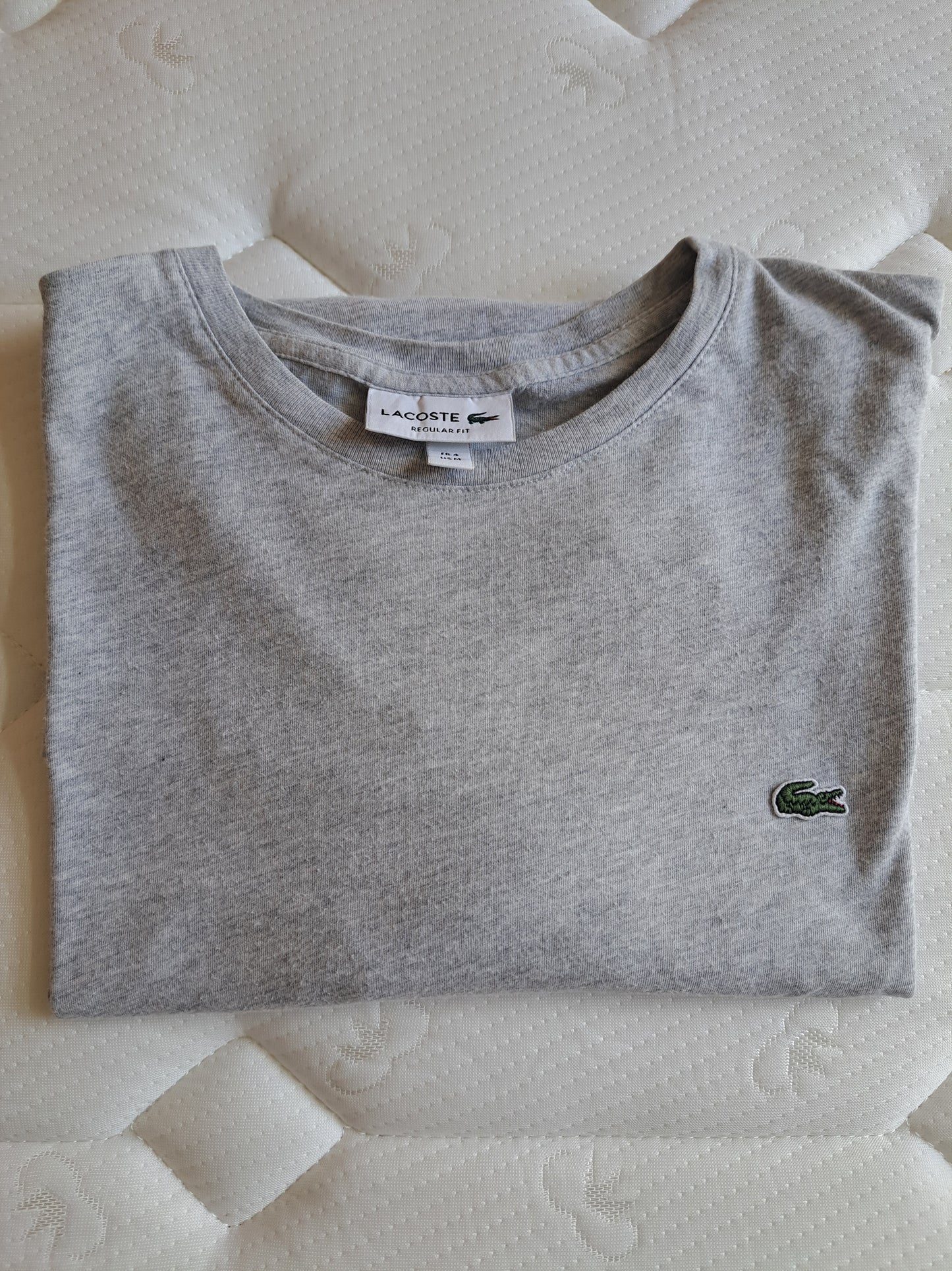 Lacoste Grey T Shirt Classic Logo Cotton Tee Size Medium