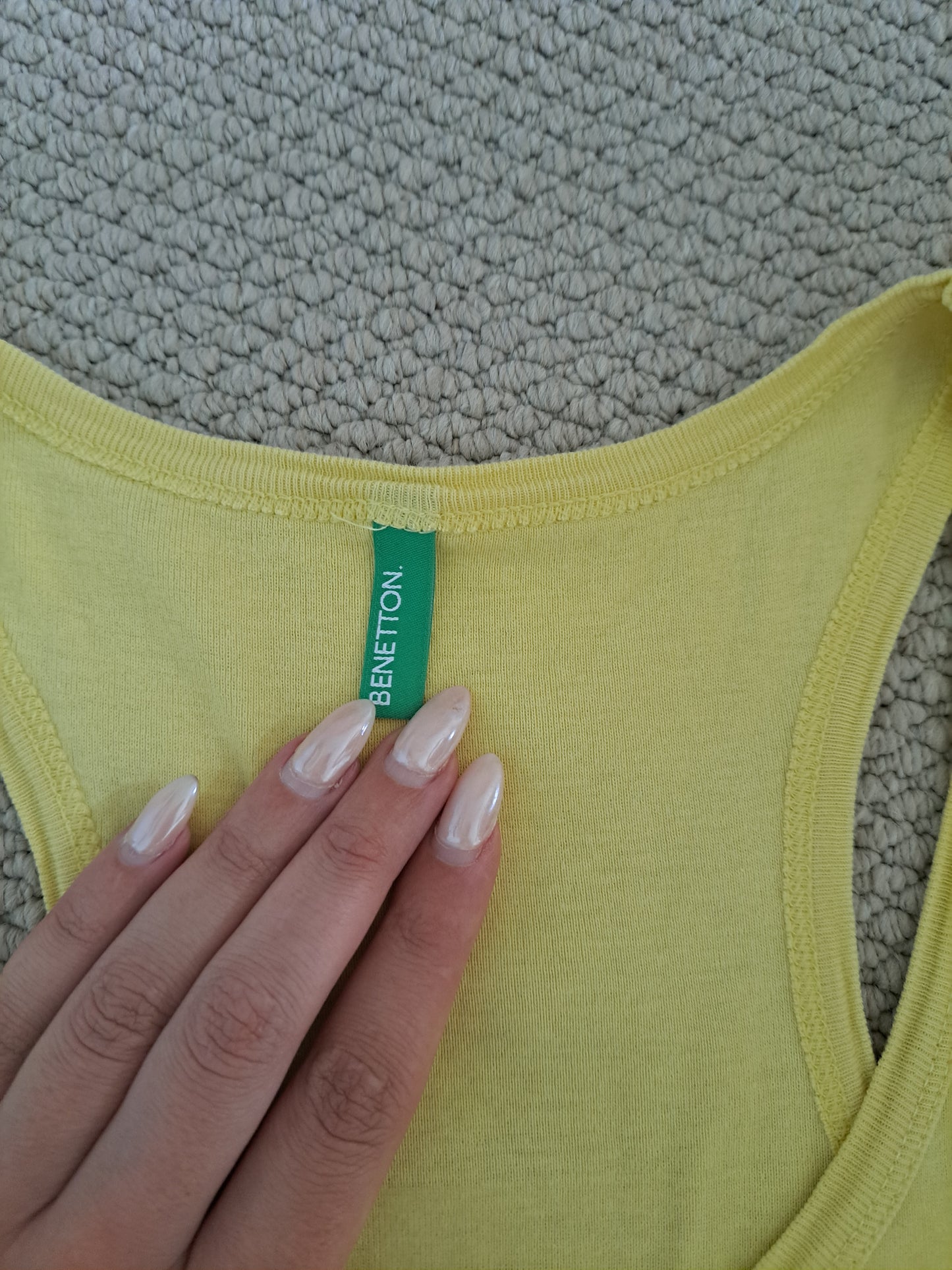 Benetton Yellow Vest Top Size S Cotton Tank Top Summer Casual Basic
