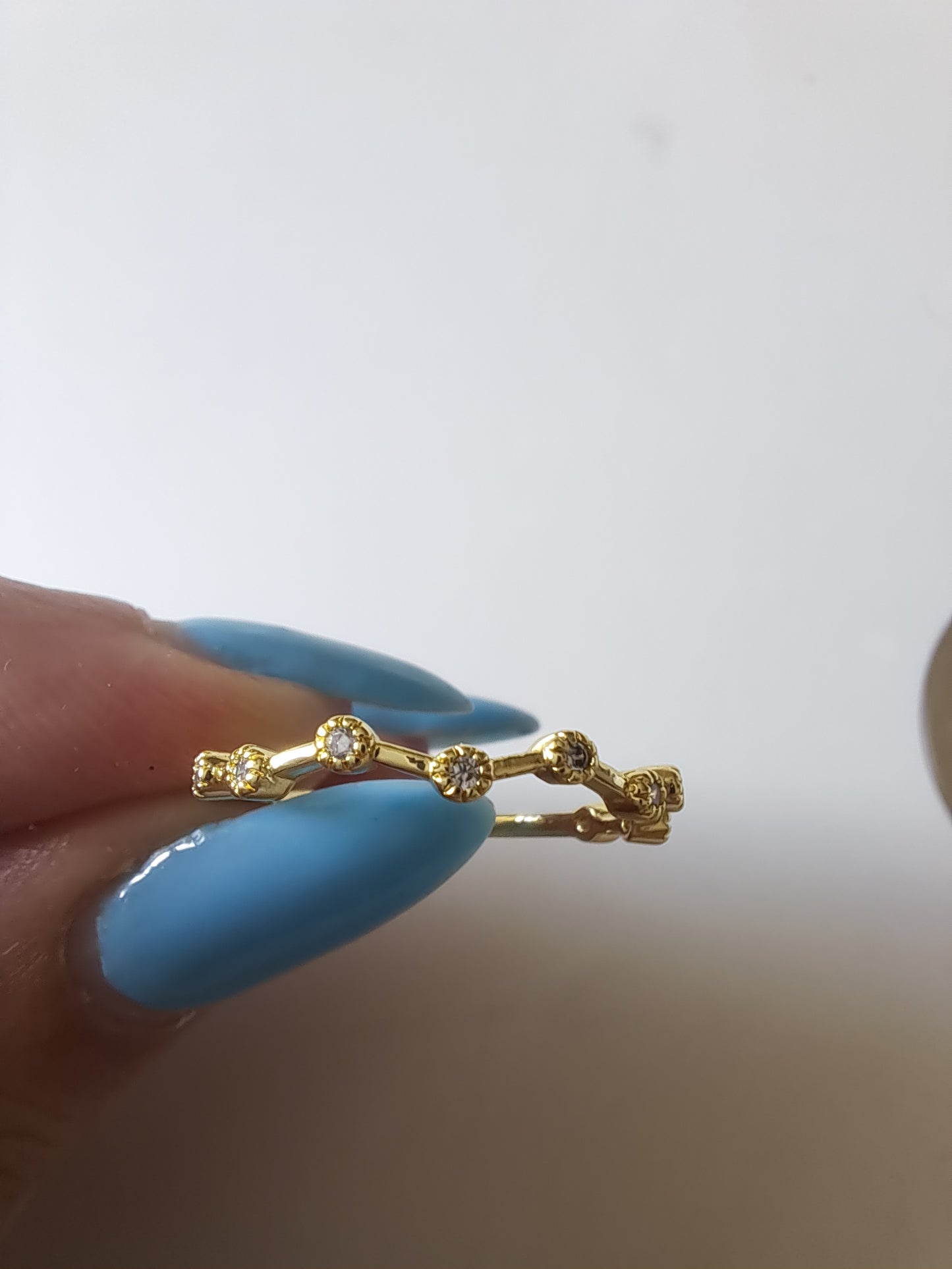 Gold Tone Adjustable CZ Ring Cubic Zirconia Dainty Open Ring