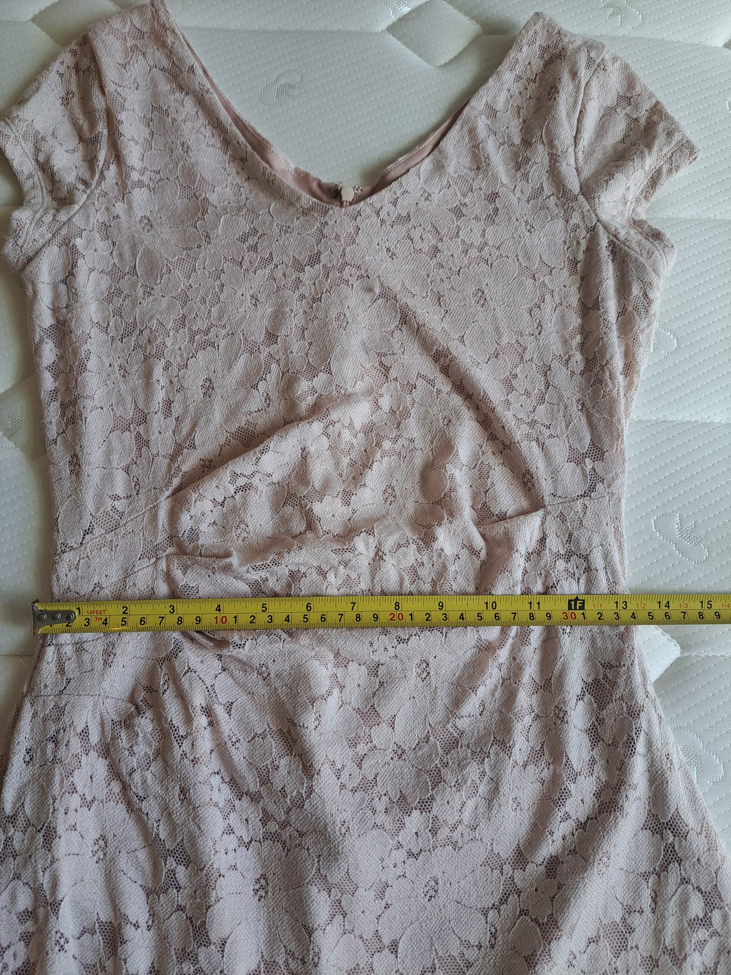 Laura Ashley Blush Pink Lace Dress UK 8 Ruched Midi Occasion Dress