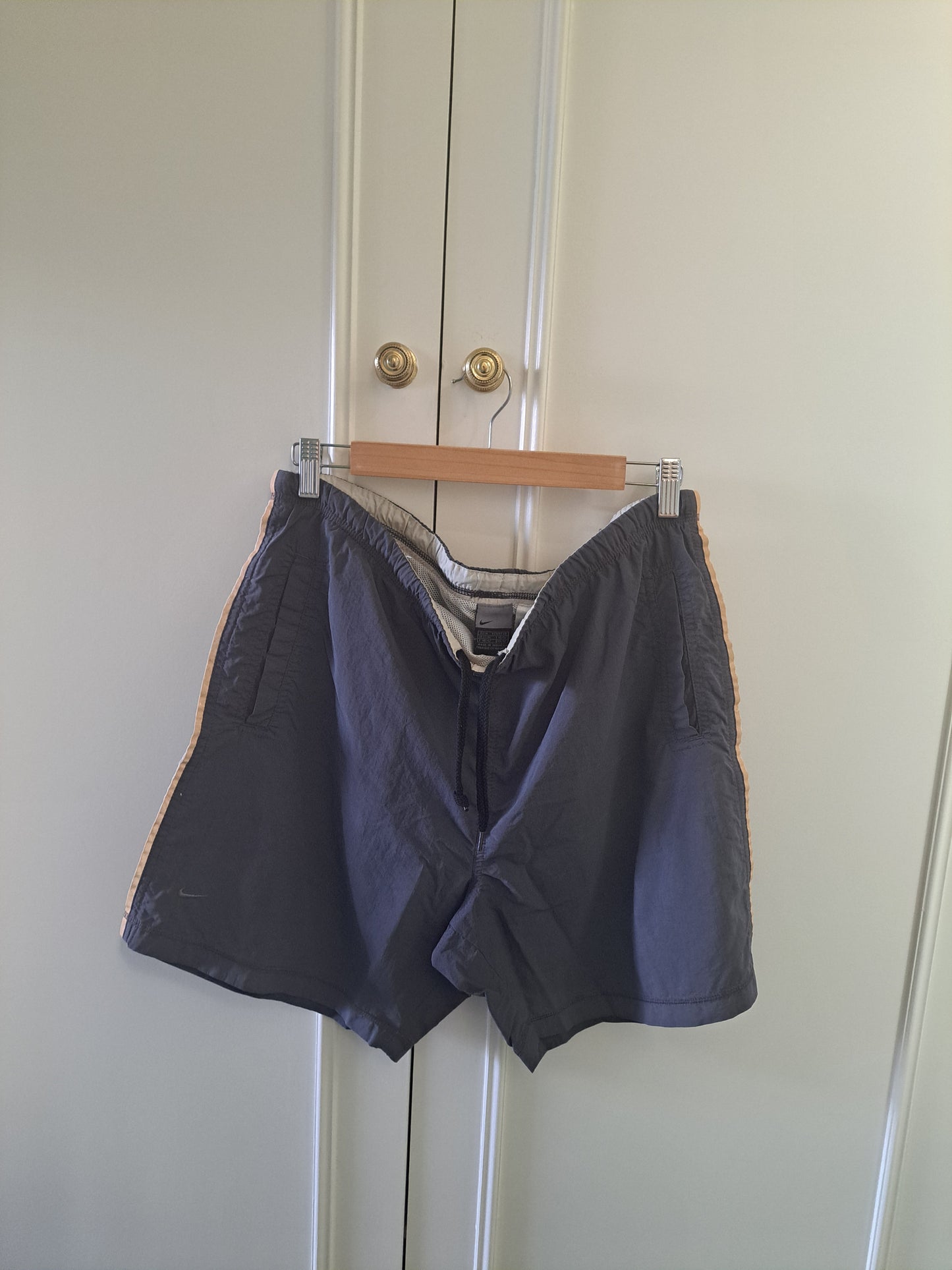 Nike Swim Shorts Grey Mesh Lined Y2K Style Size Medium
