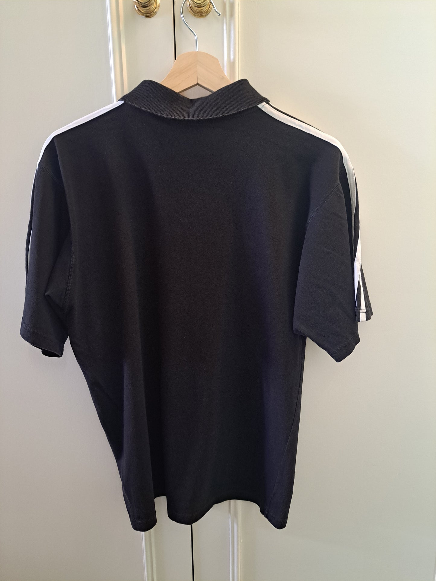 Adidas Polo Shirt Black 3 Stripe Cotton Polo Made in Italy Size XL