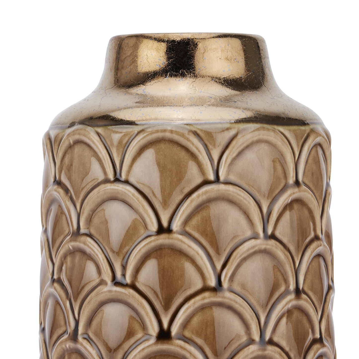 Small Caramel Scalloped Vase