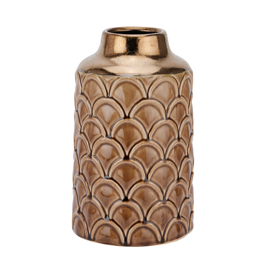 Small Caramel Scalloped Vase