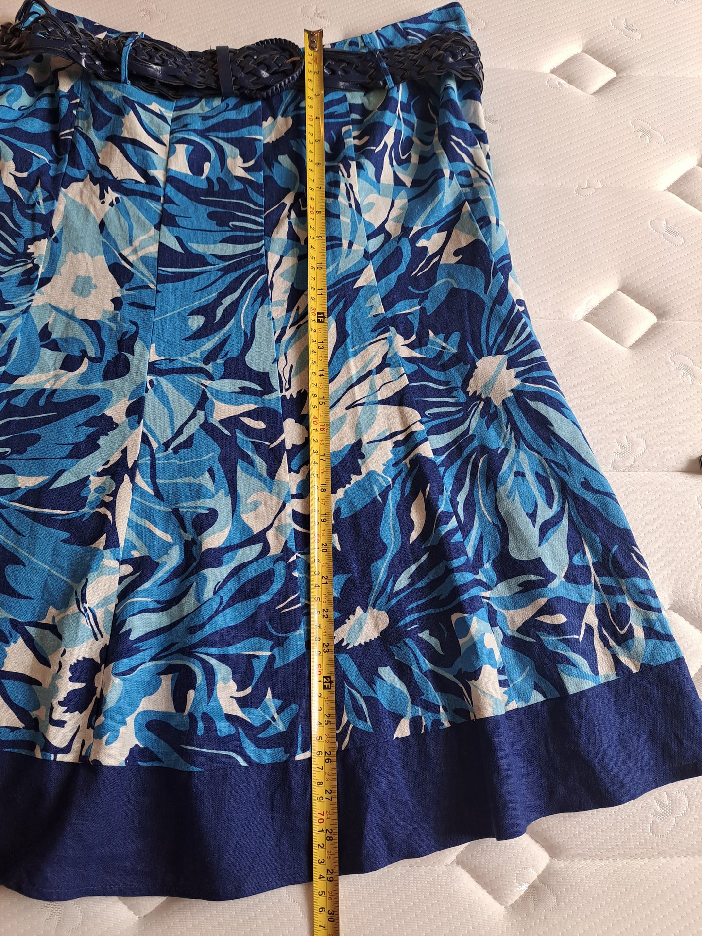 Soon Blue Floral Midi Skirt Size 16 Tropical Print Pull-On Skirt