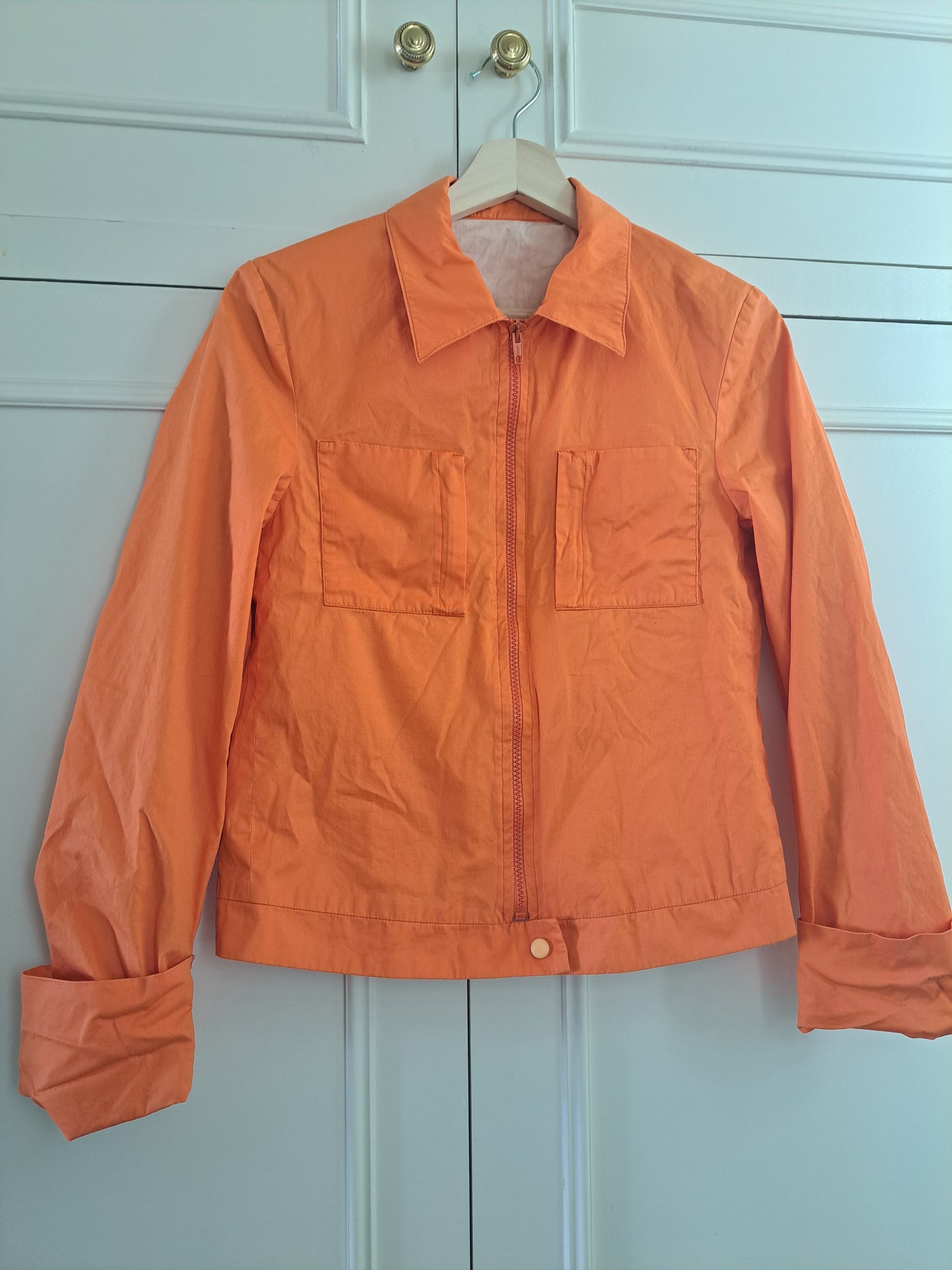 Women's Orange Festival Rain Jacket Lightweight Utility Windbreaker Y2K Casual