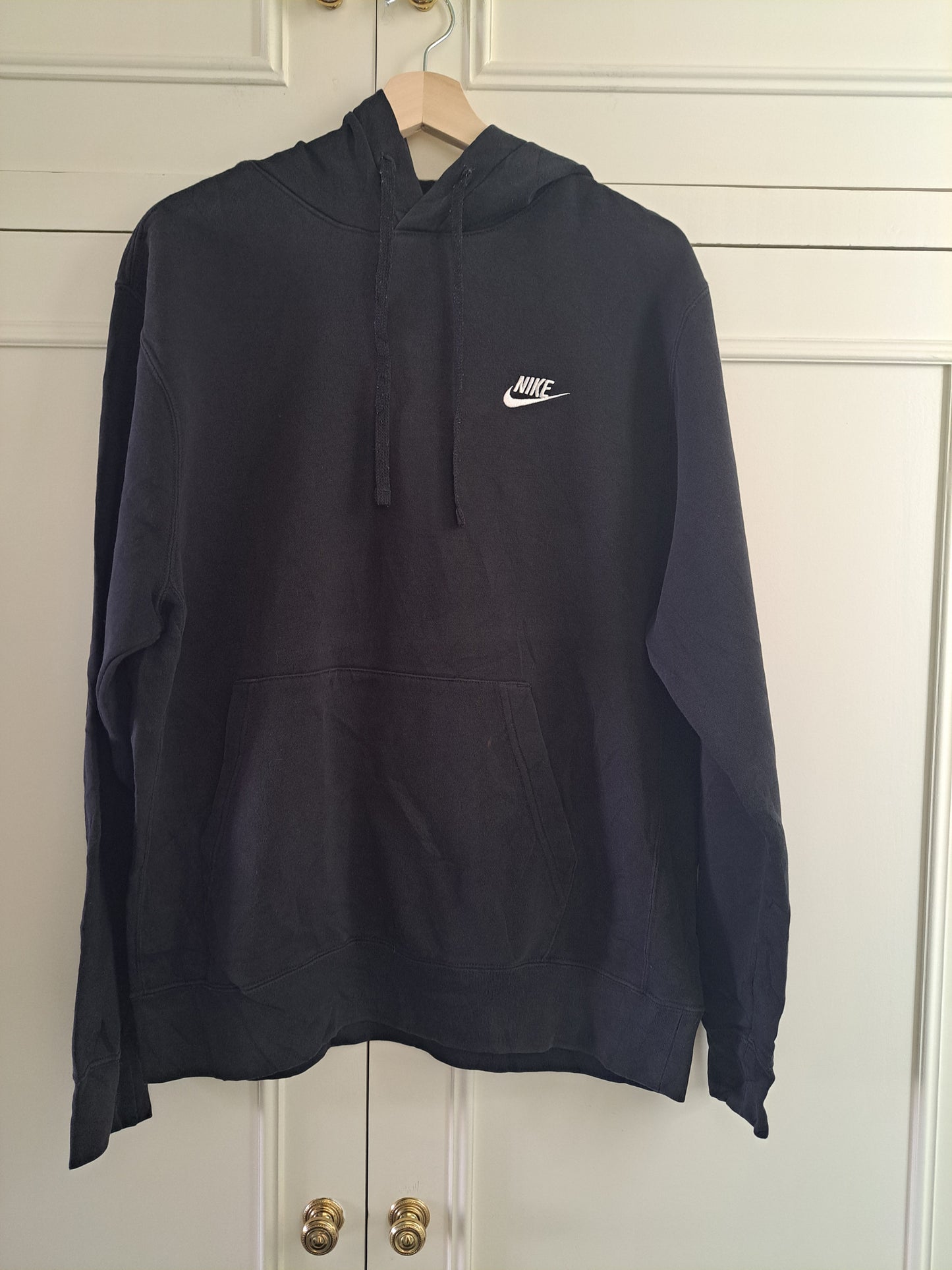 Nike Black Hoodie L Logo Pullover Sports Gym Streetwear Casual Sweatshirt Unisex