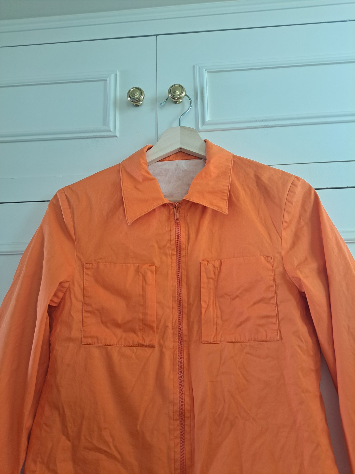 Women's Orange Festival Rain Jacket Lightweight Utility Windbreaker Y2K Casual