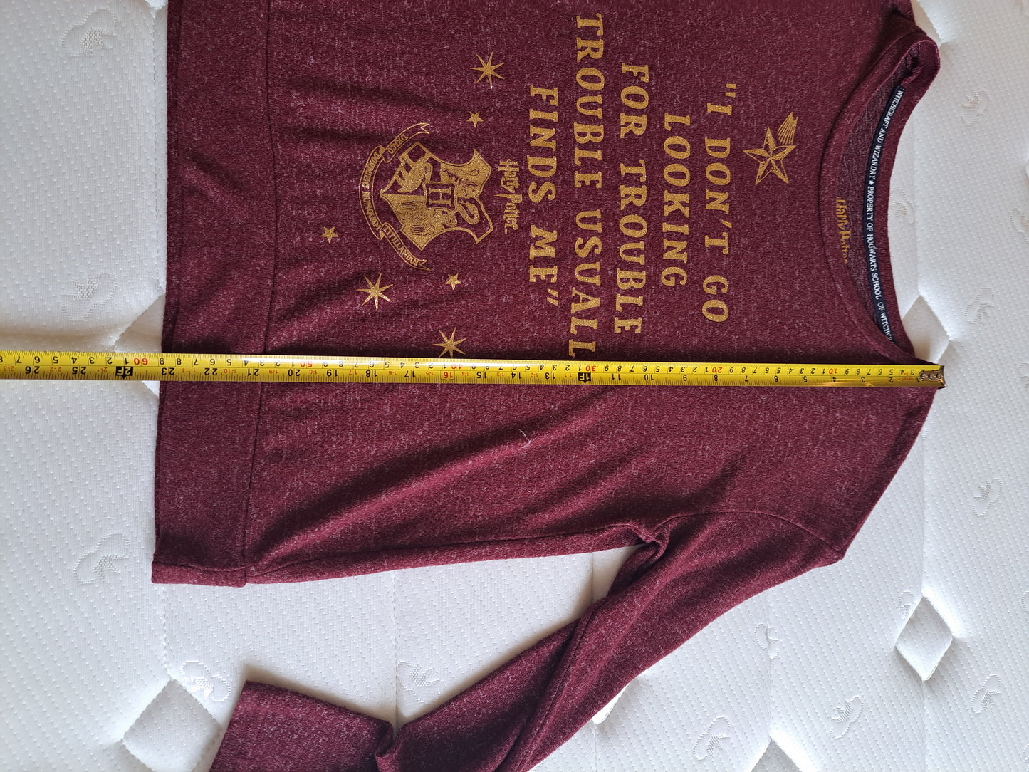 Harry Potter Burgundy Slogan Top Size S Hogwarts Long Sleeve T-Shirt