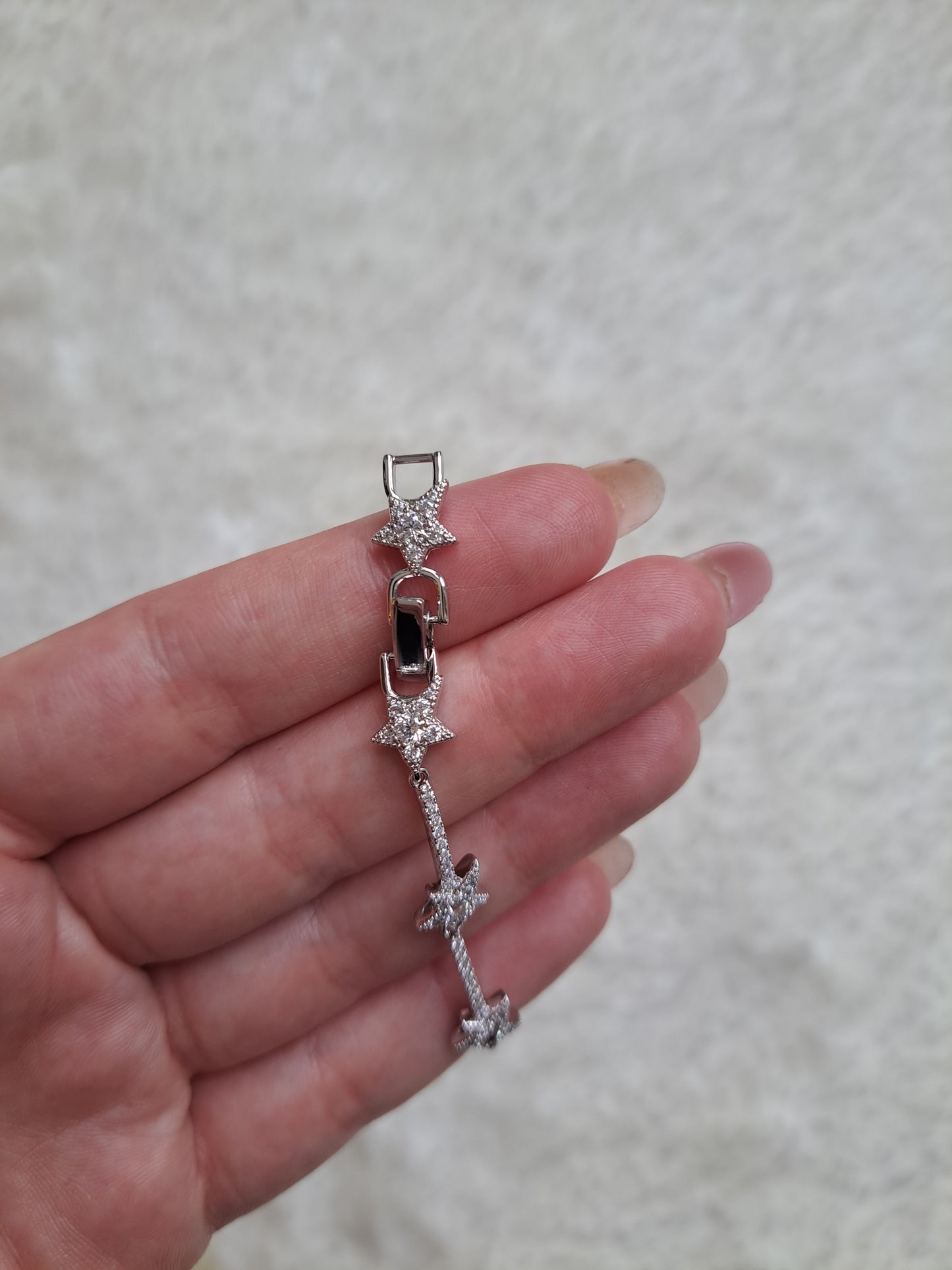 Silver Tone Star Bracelet CZ Stone Tennis Celestial Sparkly Jewellery